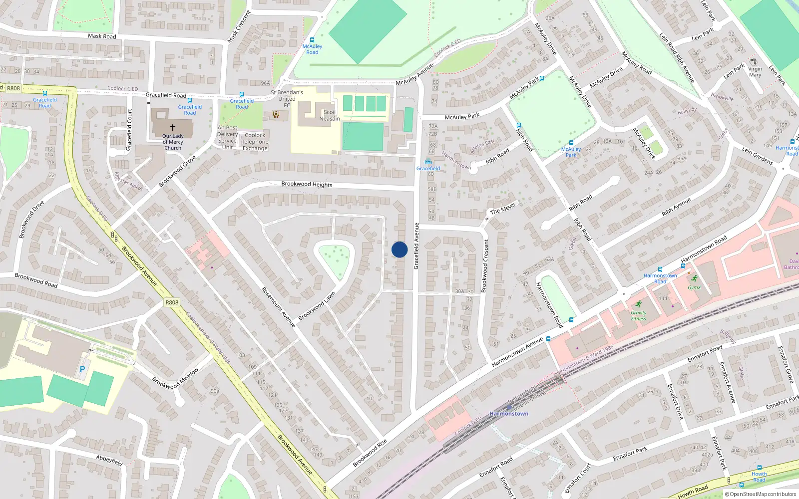 Overhead map showing the location of 57 Gracefield Avenue, Dublin 5