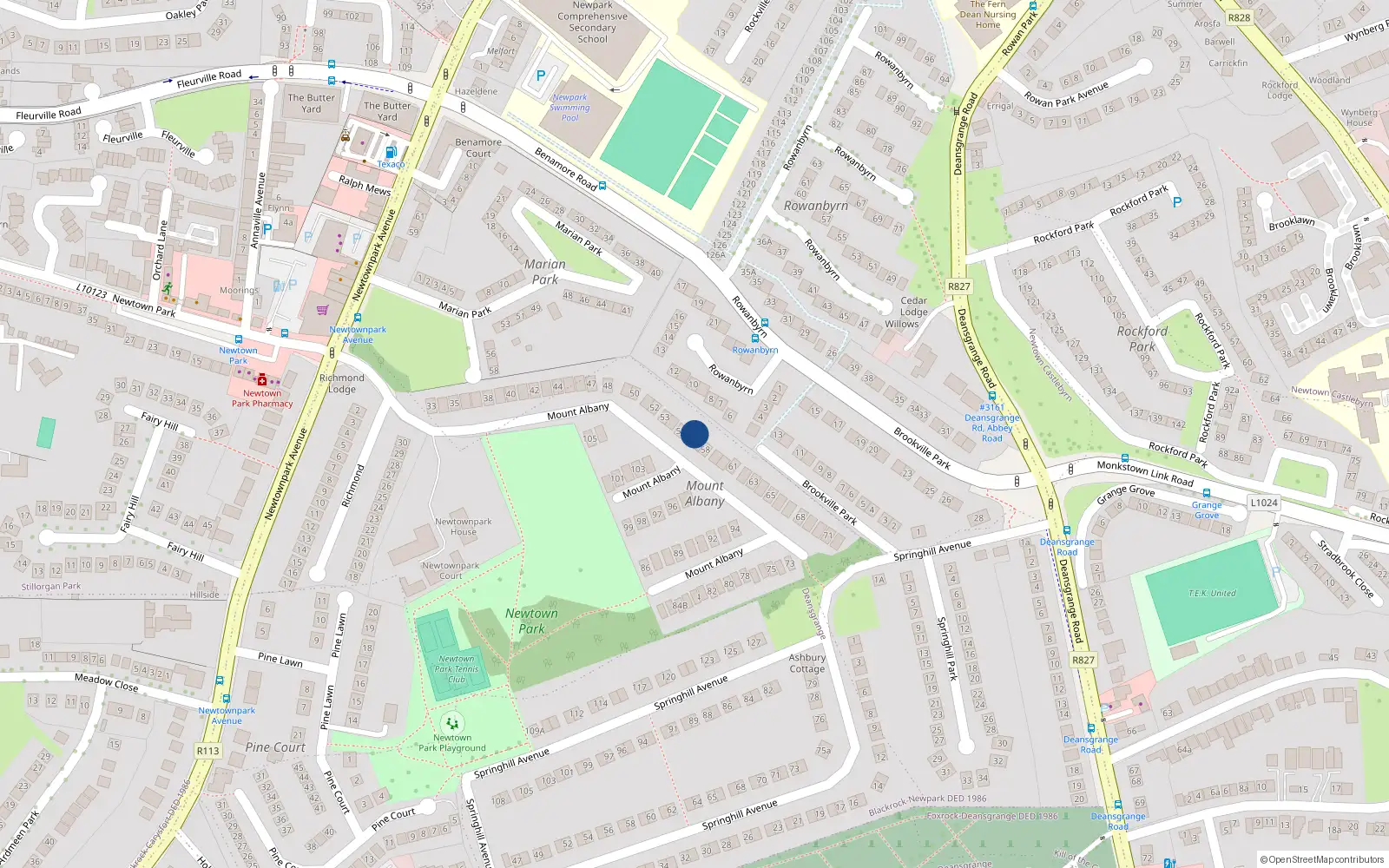 Overhead map showing the location of 57 Mount Albany, Blackrock