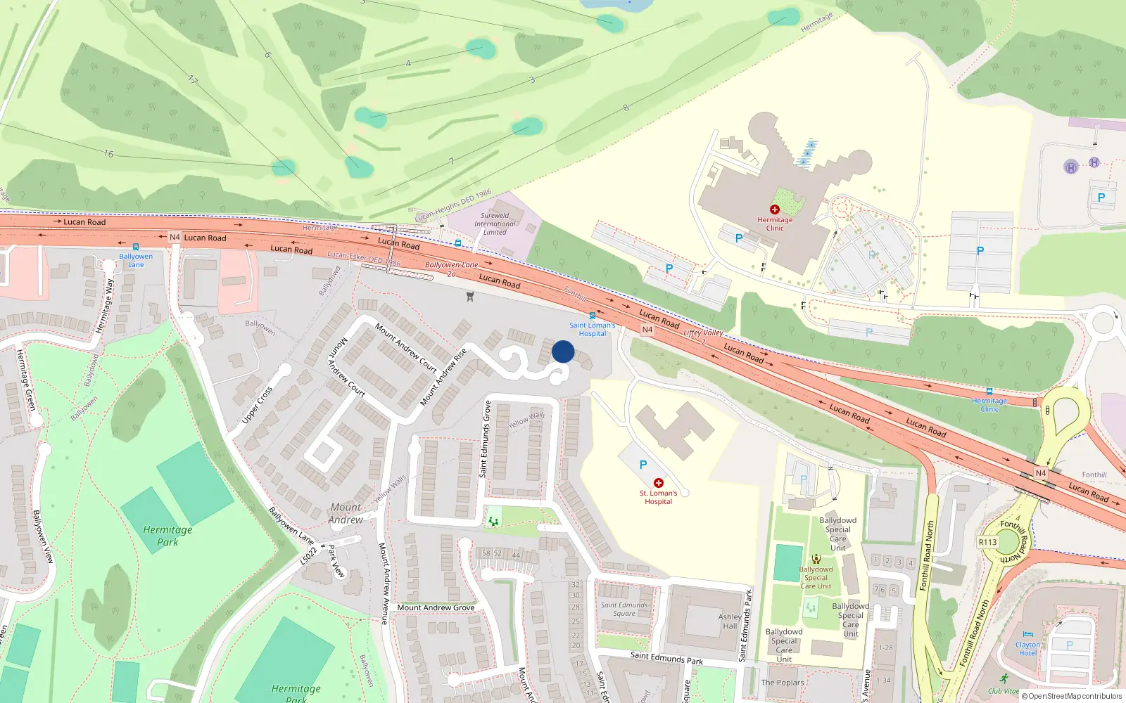 Overhead map showing the location of 57 Mount Andrew Rise, Lucan