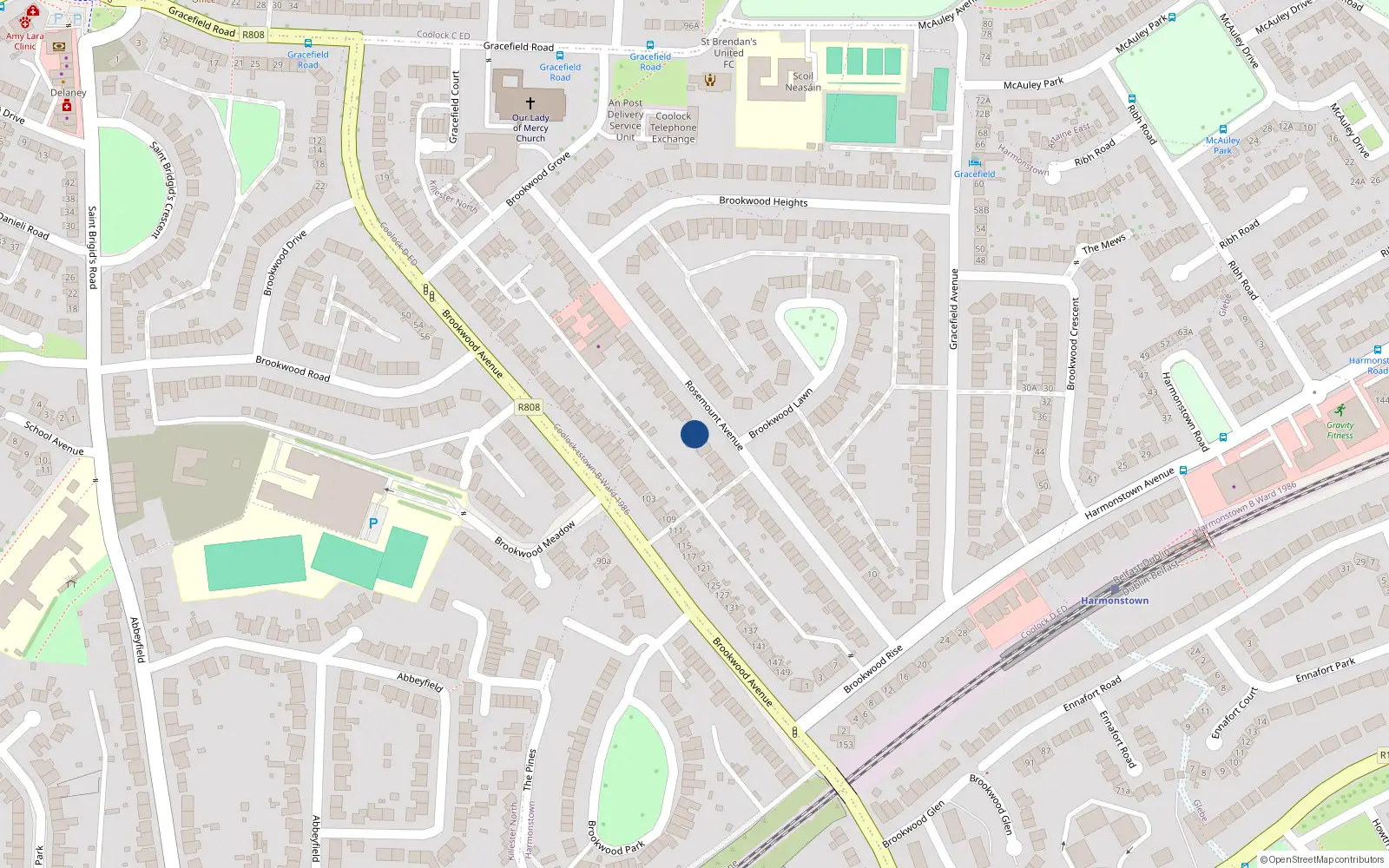 Overhead map showing the location of 57 Rosemount Avenue, Dublin 5