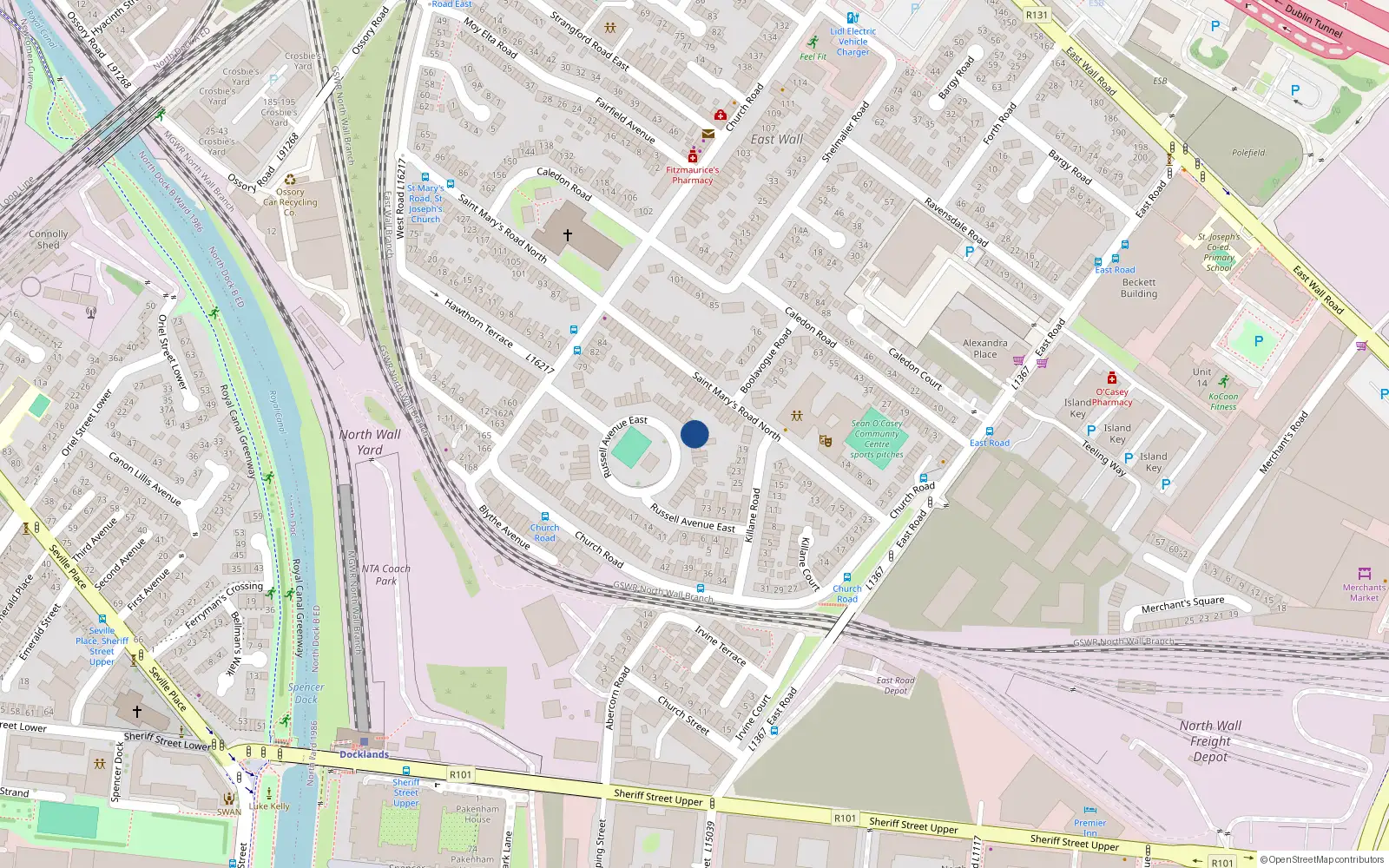 Overhead map showing the location of 57 Russell Avenue East, Dublin 3