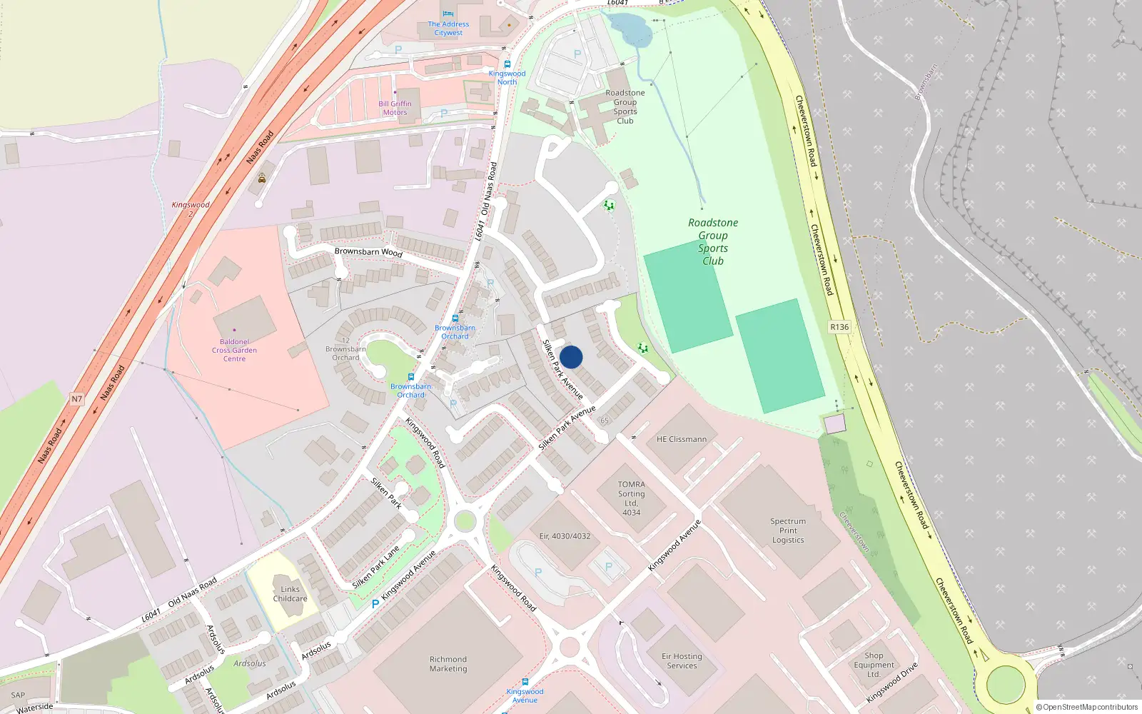 Overhead map showing the location of 57 Silken Park Avenue, Dublin 22