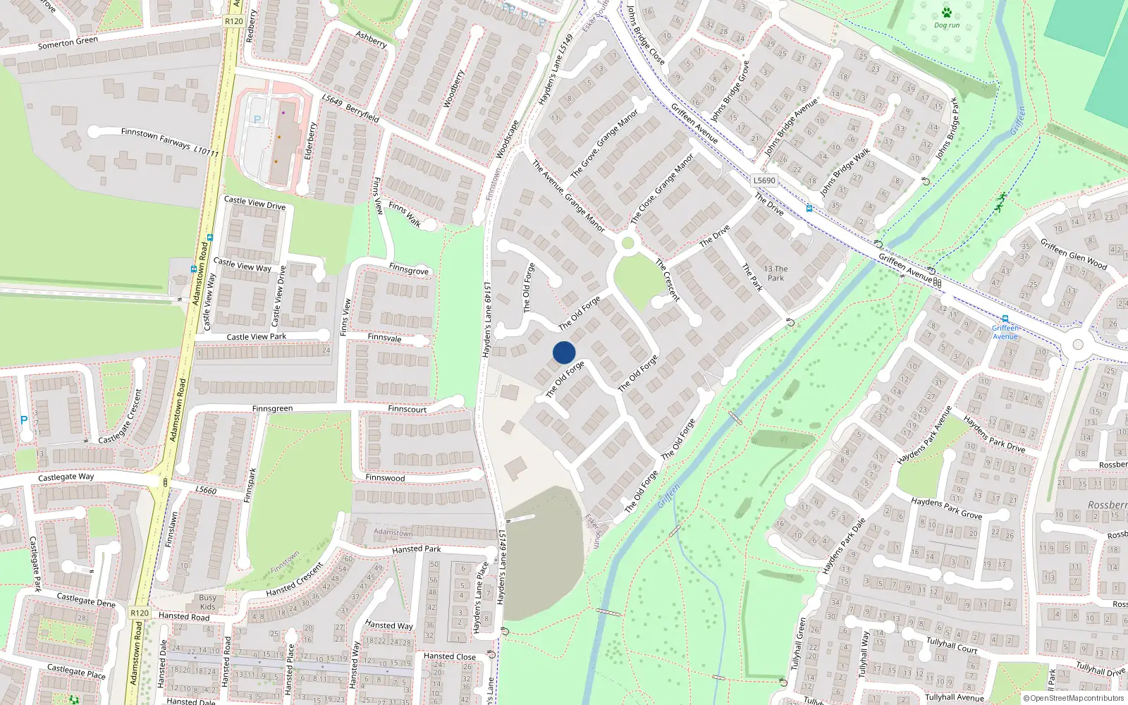 Overhead map showing the location of 57 The Old Forge, Lucan