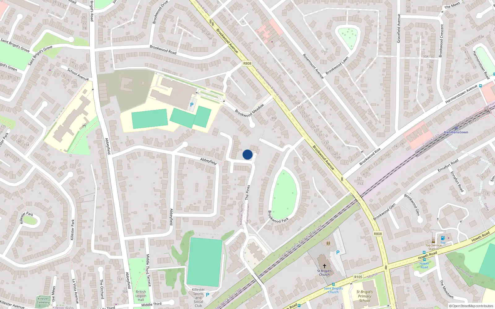 Overhead map showing the location of 57 The Pines, Dublin 5