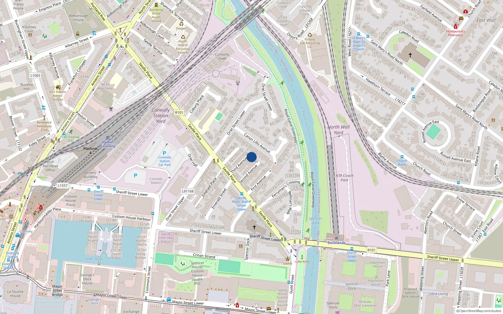 Overhead map showing the location of 57 Third Avenue, Dublin 1