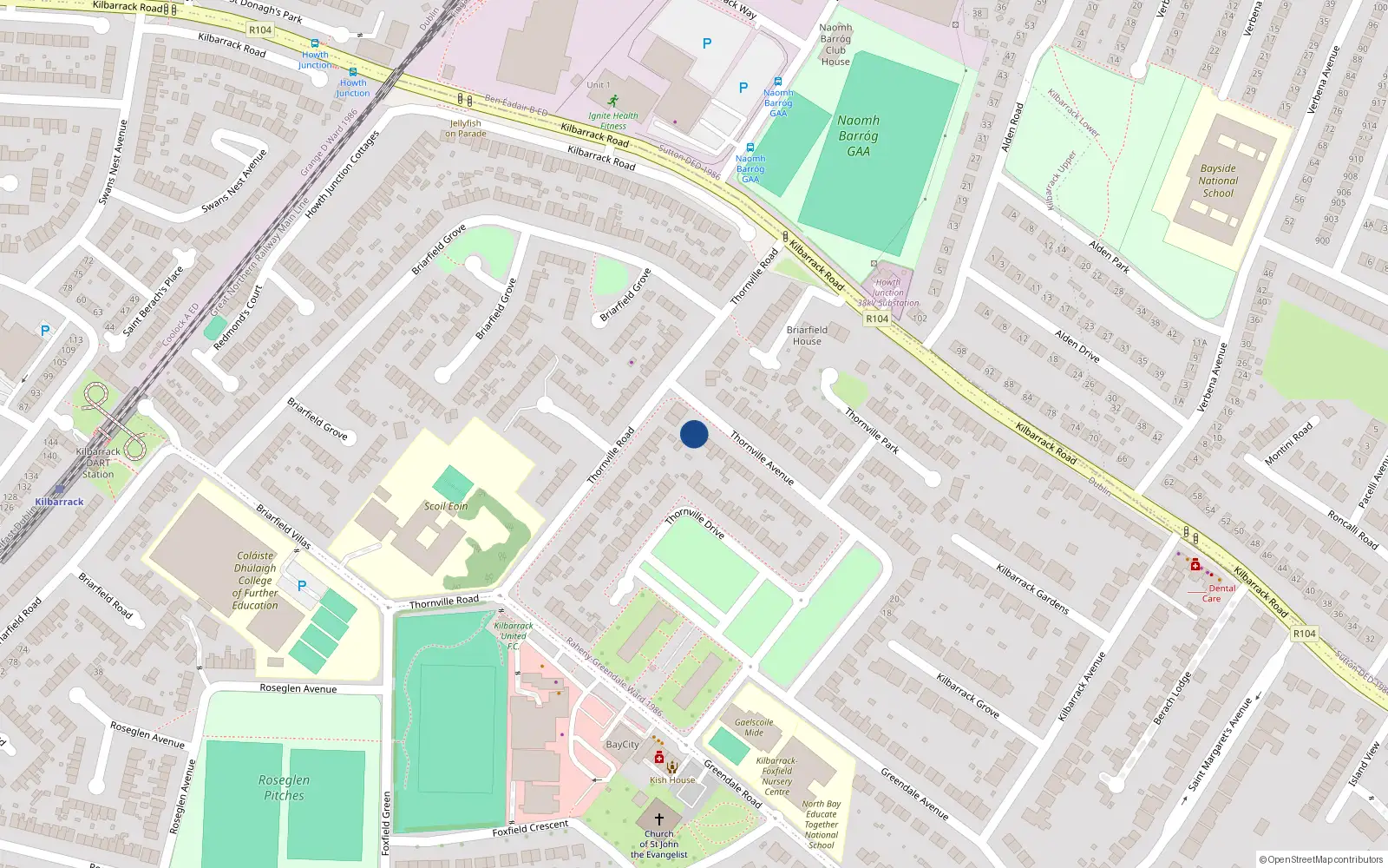Overhead map showing the location of 57 Thornville Avenue, Dublin 5