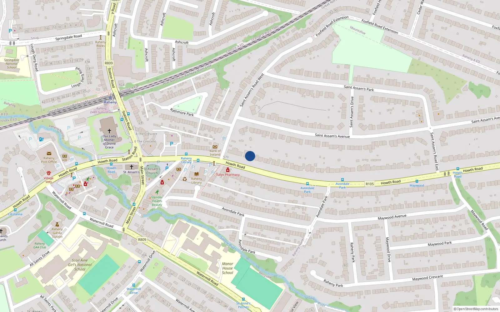 Overhead map showing the location of 576 Howth Road, Dublin 5
