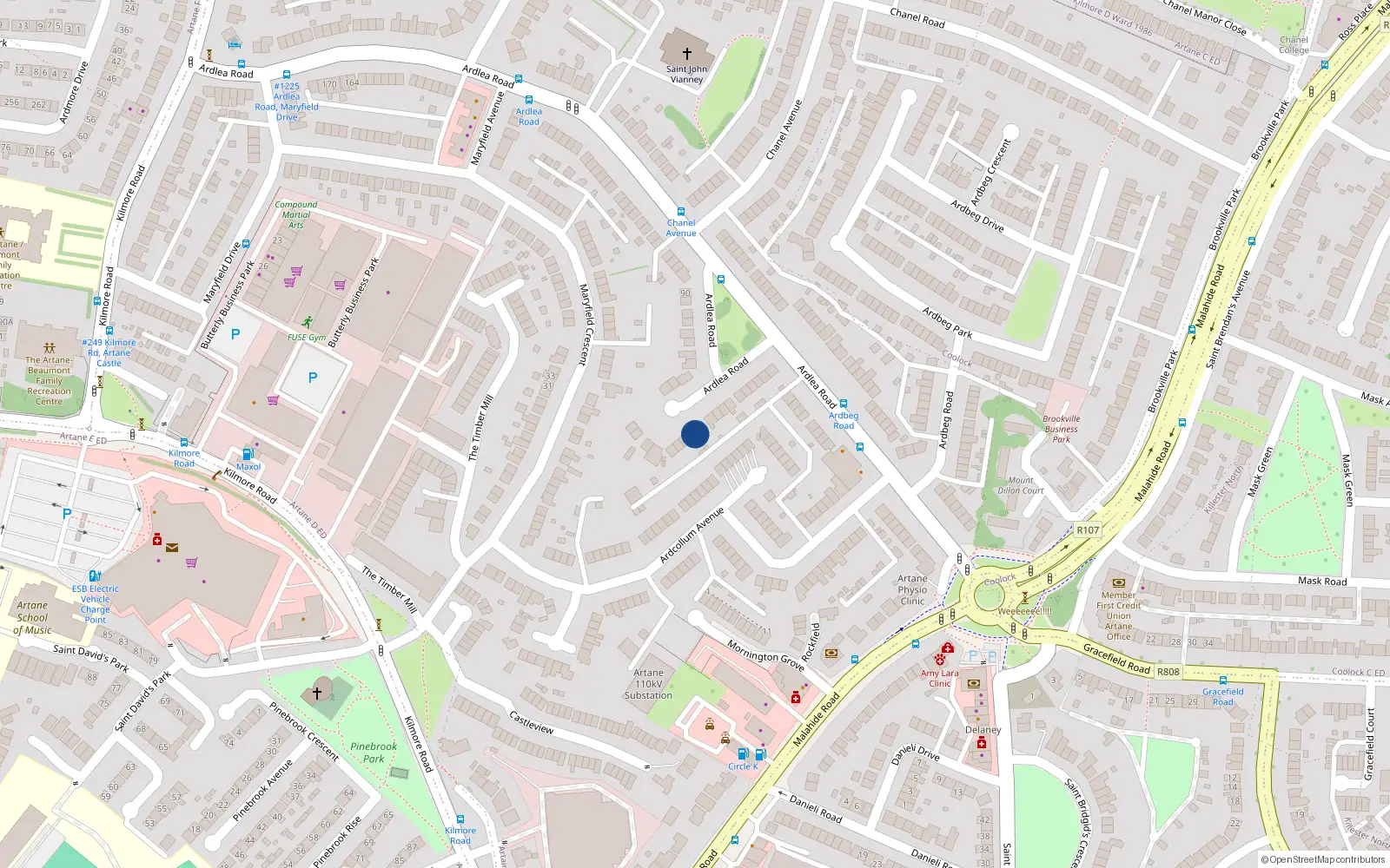 Overhead map showing the location of 58 Ardlea Road, Artane, Dublin 5