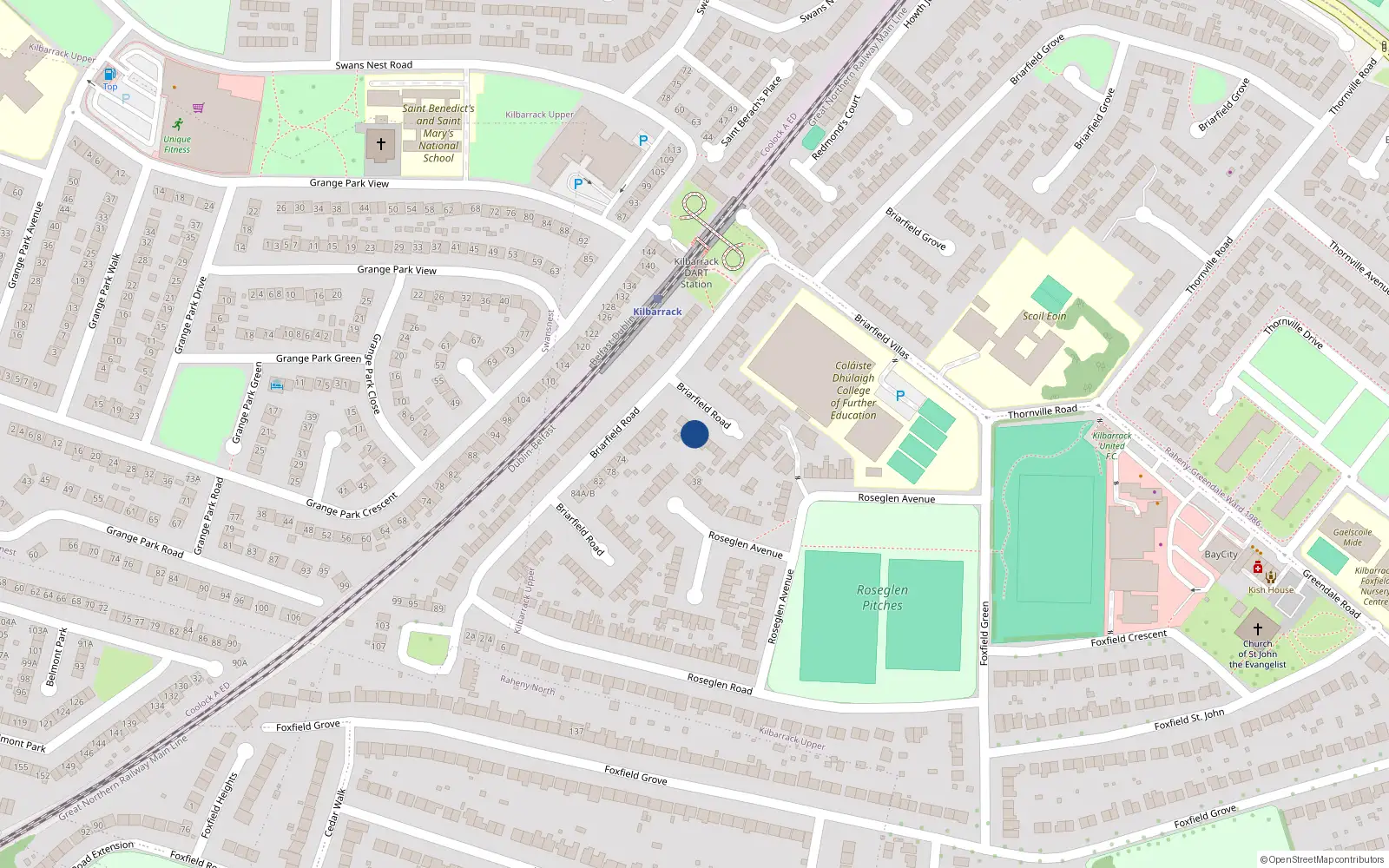 Overhead map showing the location of 58 Briarfield Road, Dublin 5