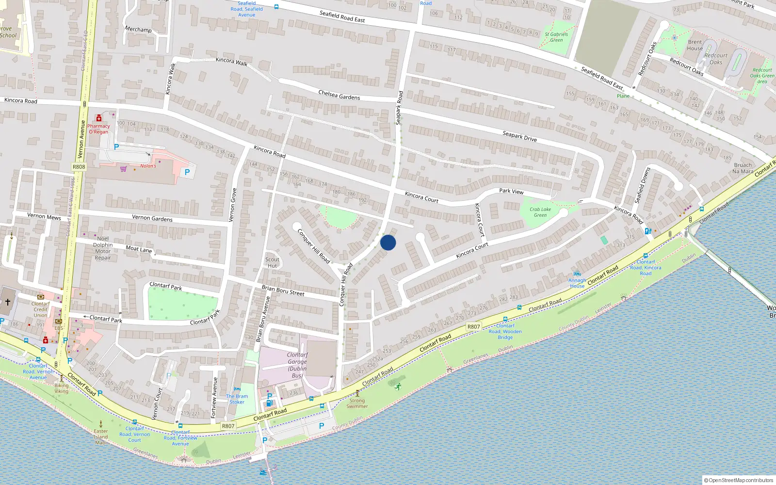 Overhead map showing the location of 58 Conquer Hill Road, Dublin 3