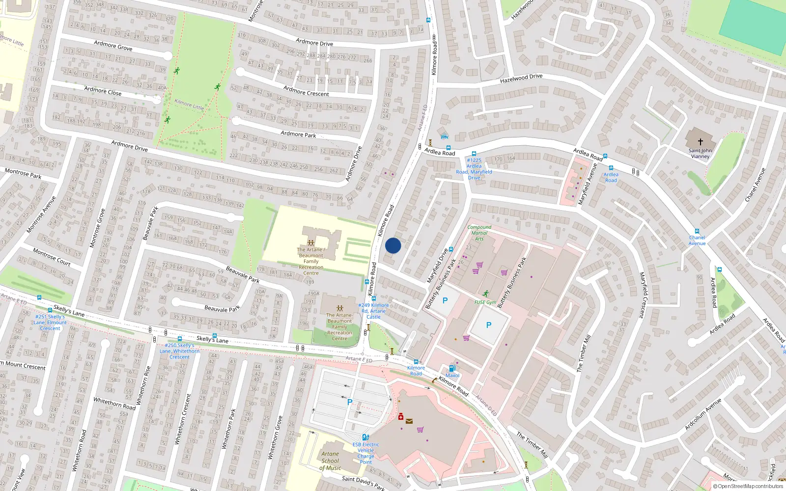Overhead map showing the location of 58 Kilmore Road, Dublin 5
