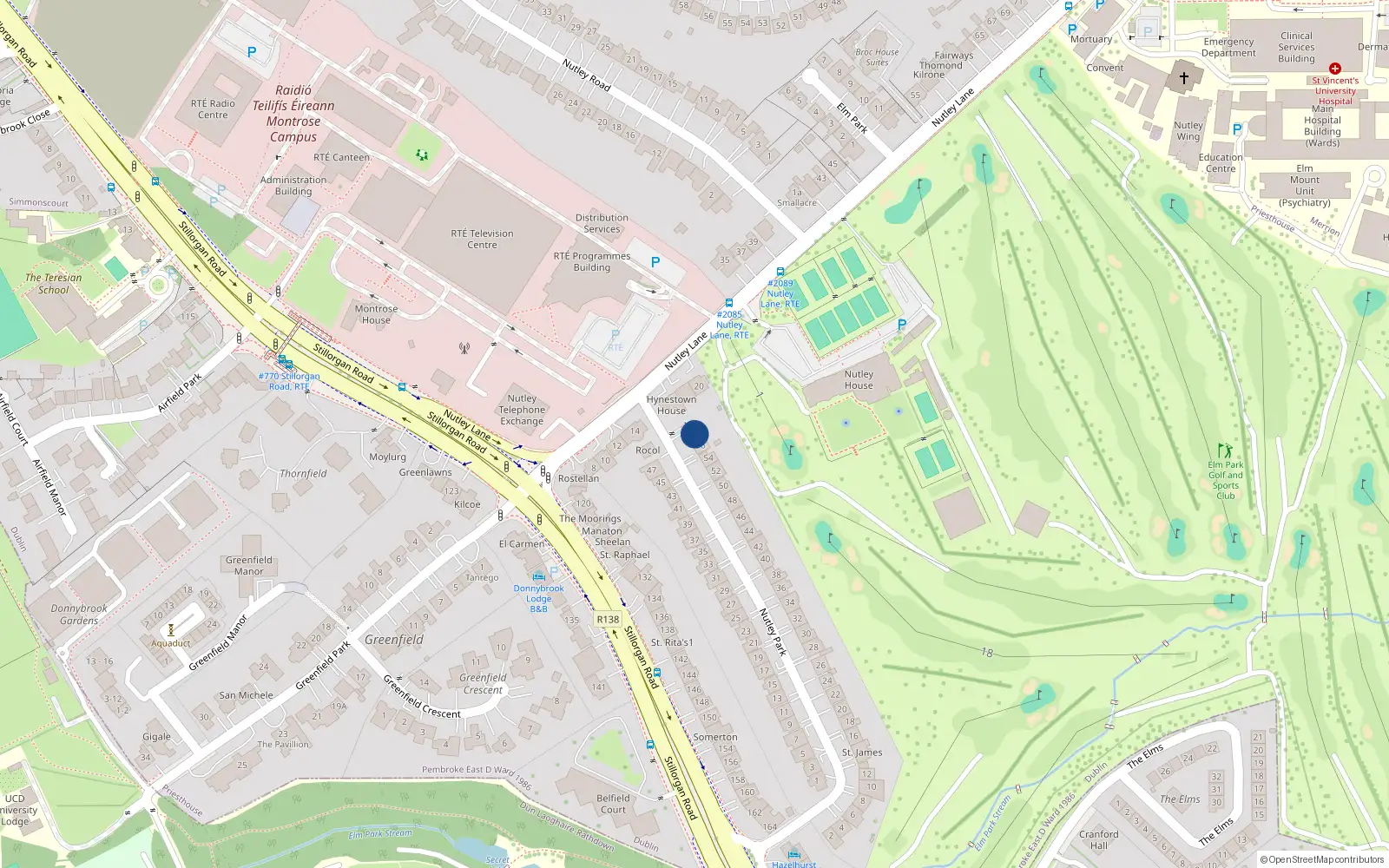 Overhead map showing the location of 58 Nutley Park, Priesthouse
