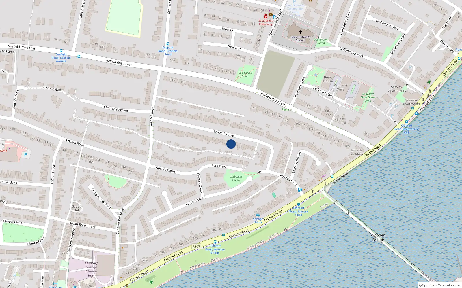 Overhead map showing the location of 58 Seapark Drive, Dublin 3