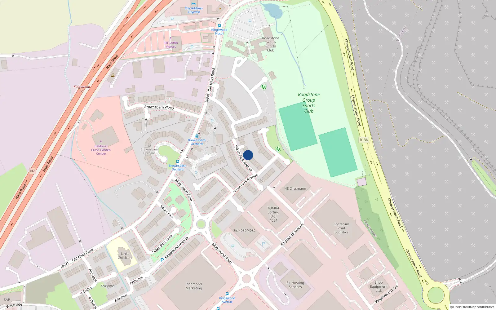 Overhead map showing the location of 58 Silken Park Avenue, Dublin 22