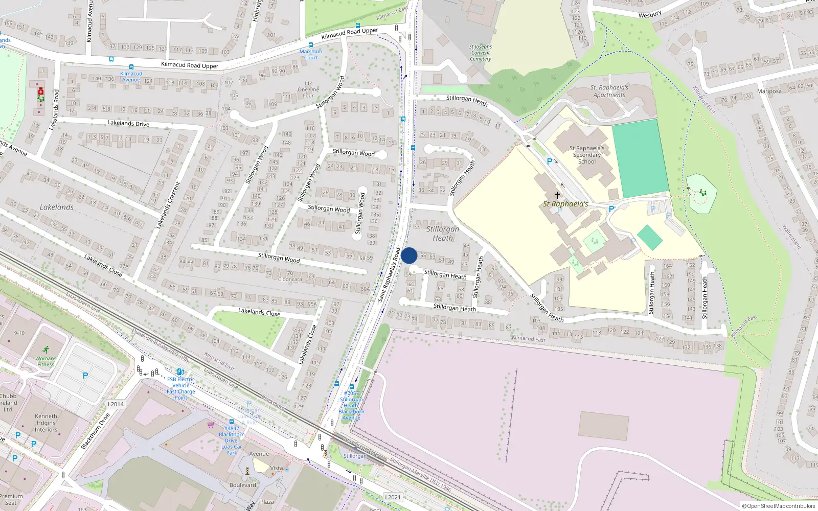 Overhead map showing the location of 58 Stillorgan Heath, Stillorgan, Dublin