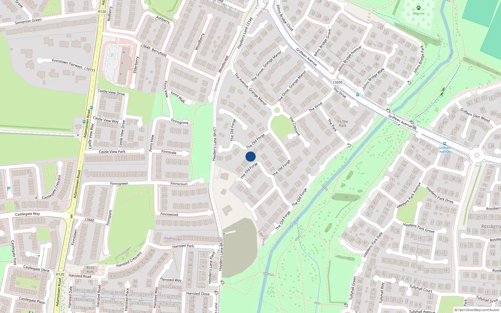 Overhead map showing the location of 58 The Old Forge, Lucan