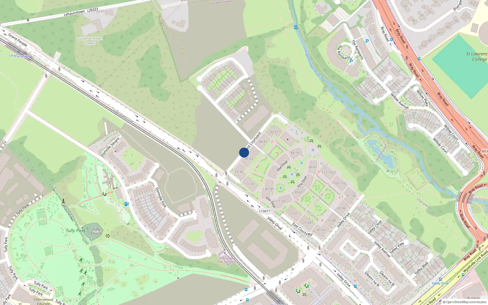 Overhead map showing the location of 58 West Courtyard, Cabinteely