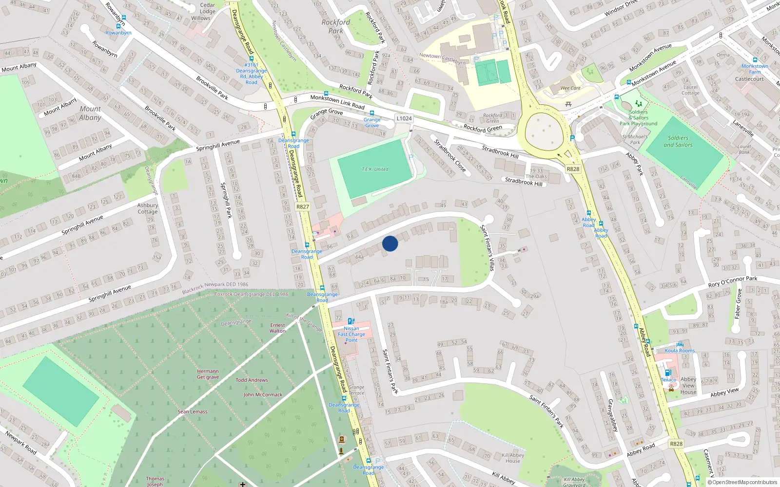 Overhead map showing the location of 58A St. Fintans Villas, Deansgrange, Blackrock