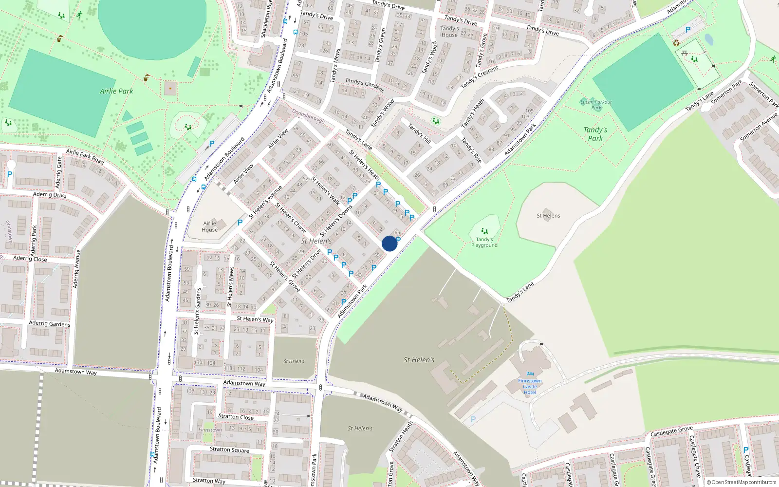 Overhead map showing the location of 59 Adamstown Park, Lucan
