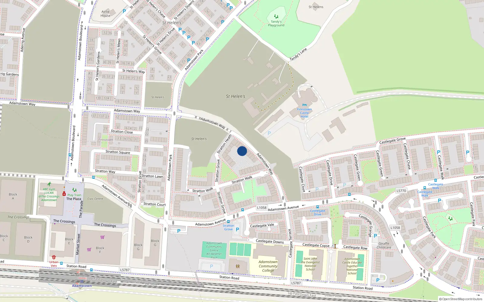 Overhead map showing the location of 59 Adamstown Way, Adamstown, Lucan