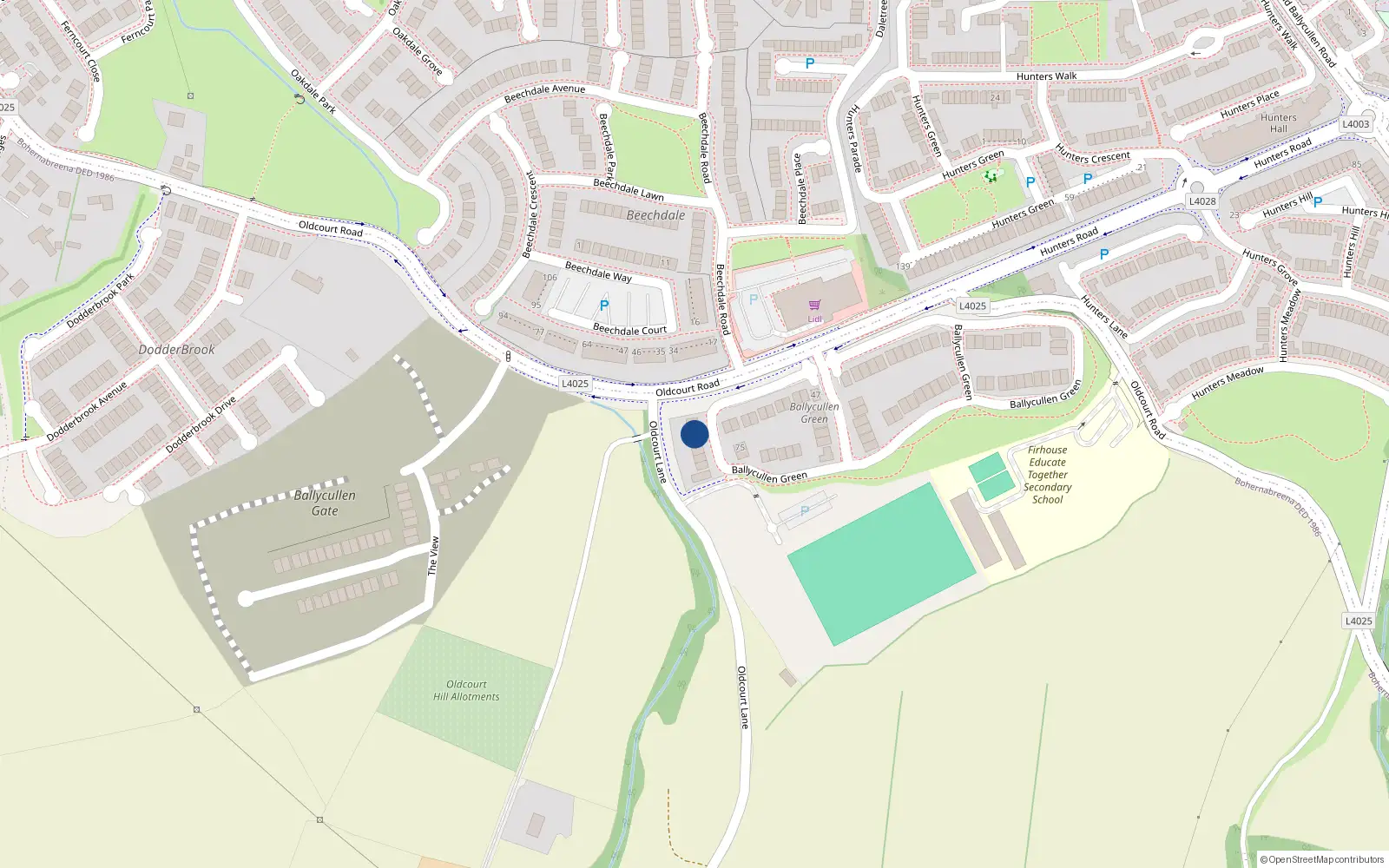 Overhead map showing the location of 59 Ballycullen Green, Dublin 24