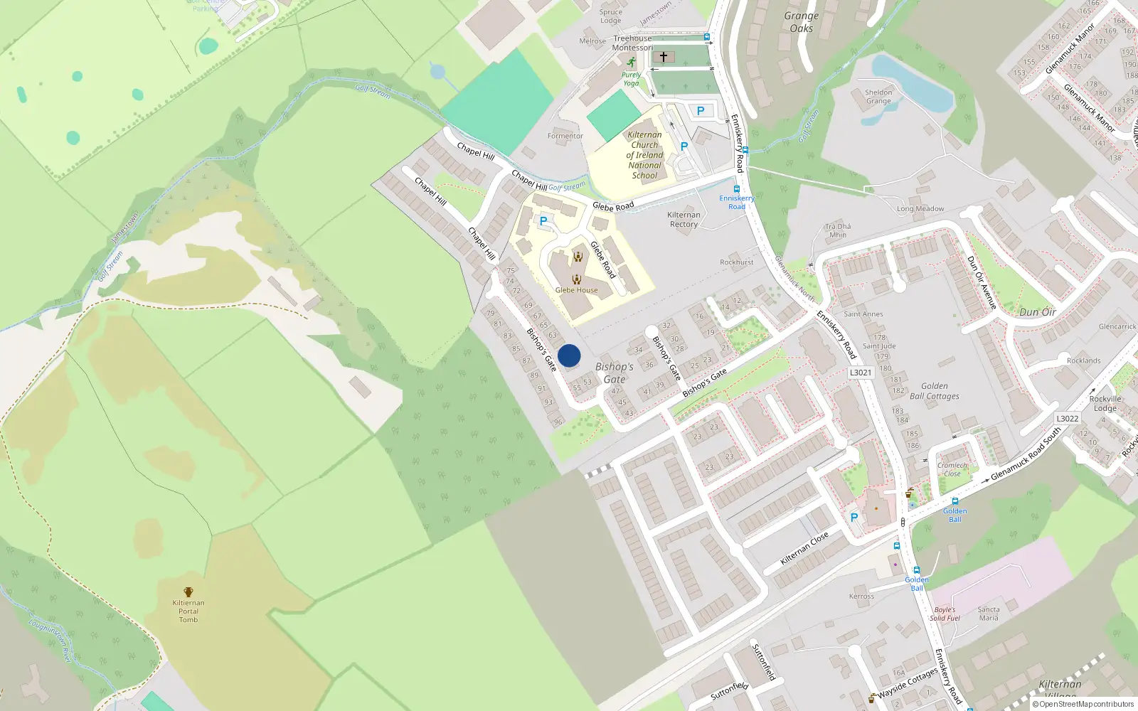 Overhead map showing the location of 59 Bishops Gate, Dublin 18