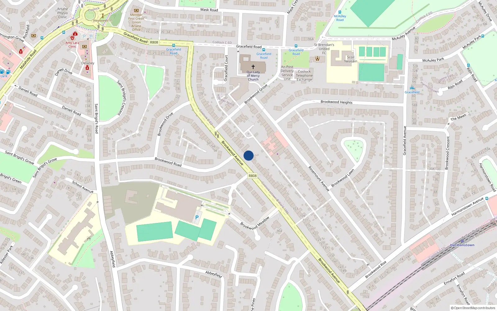Overhead map showing the location of 59 Brookwood Avenue, Artane, Dublin 5