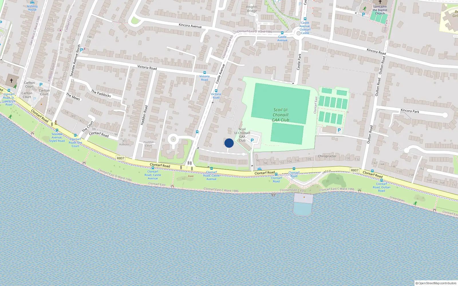 Overhead map showing the location of 59 Danesfort, Castle Avenue, Clontarf