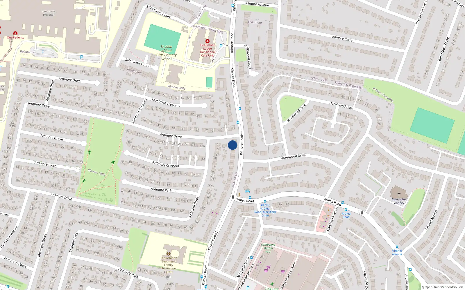 Overhead map showing the location of 59 Kilmore Road, Dublin 5