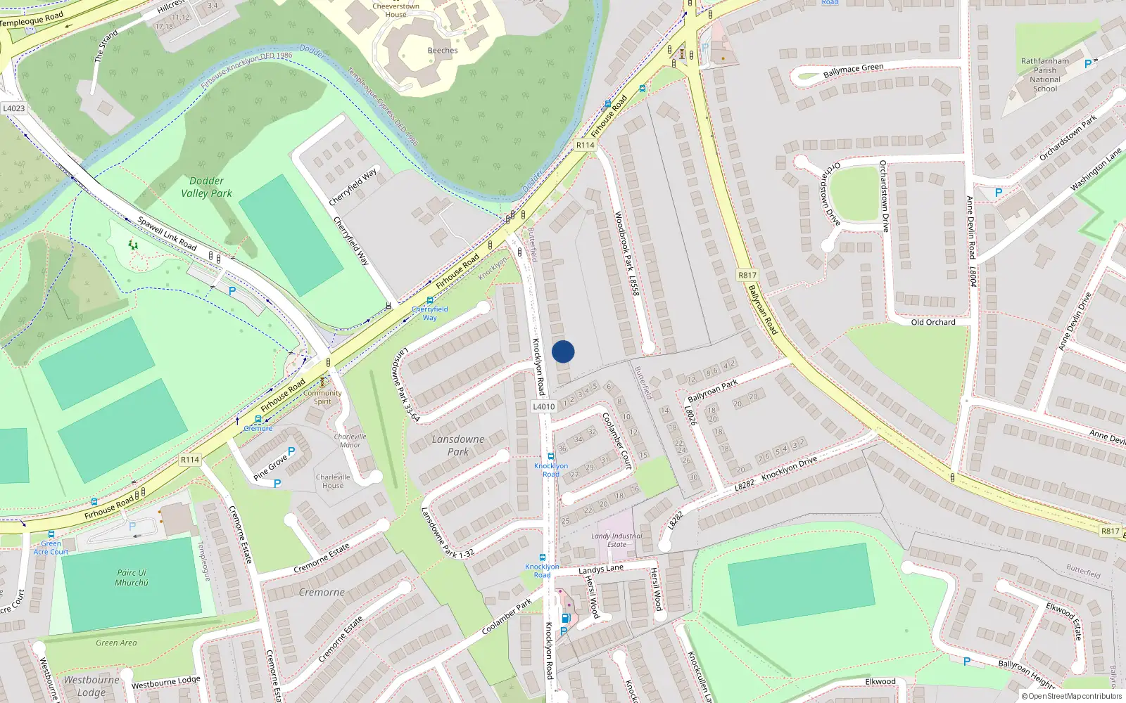 Overhead map showing the location of 59 Knocklyon Road, Dublin 16