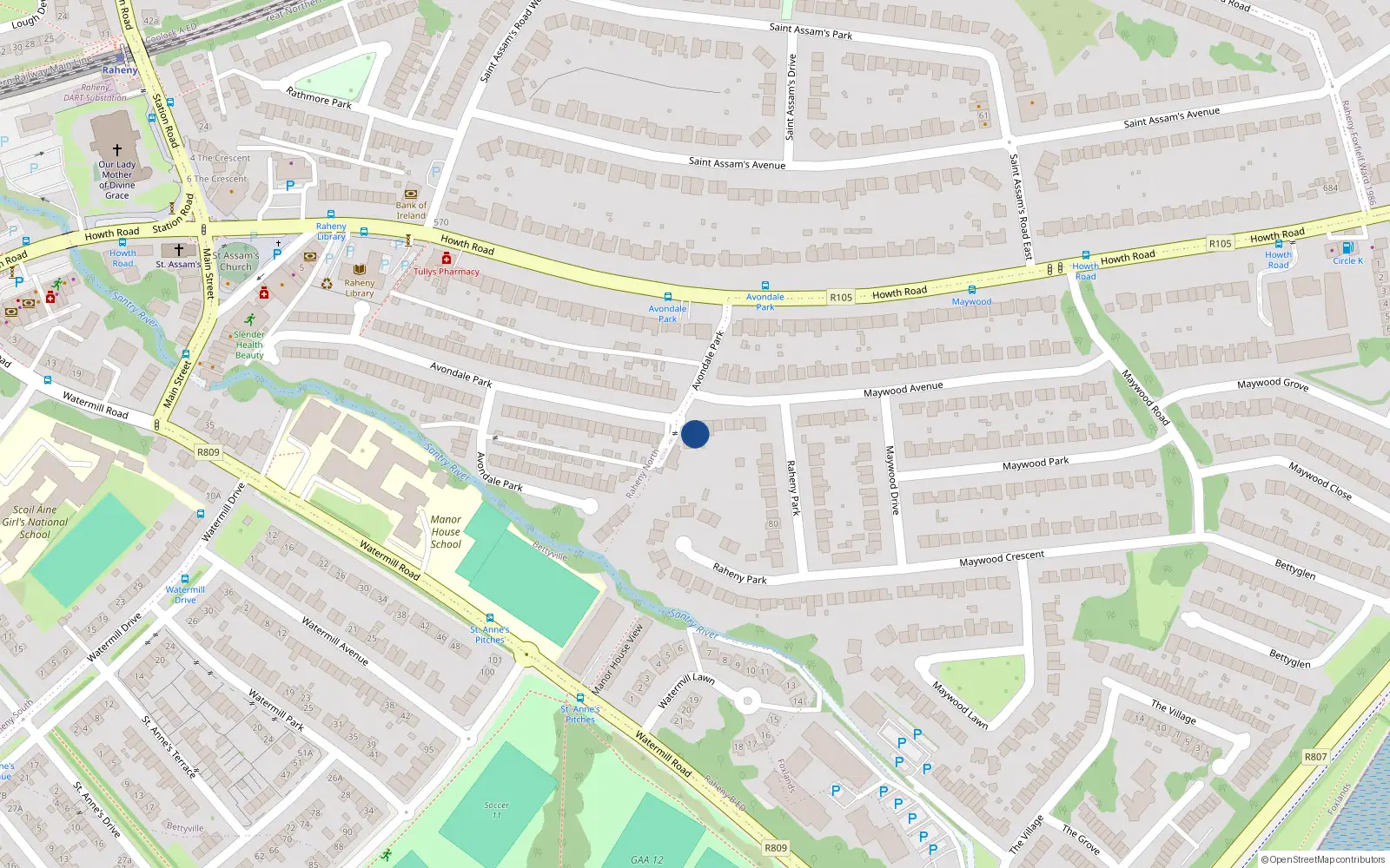 Overhead map showing the location of 59 Maywood Avenue, Dublin