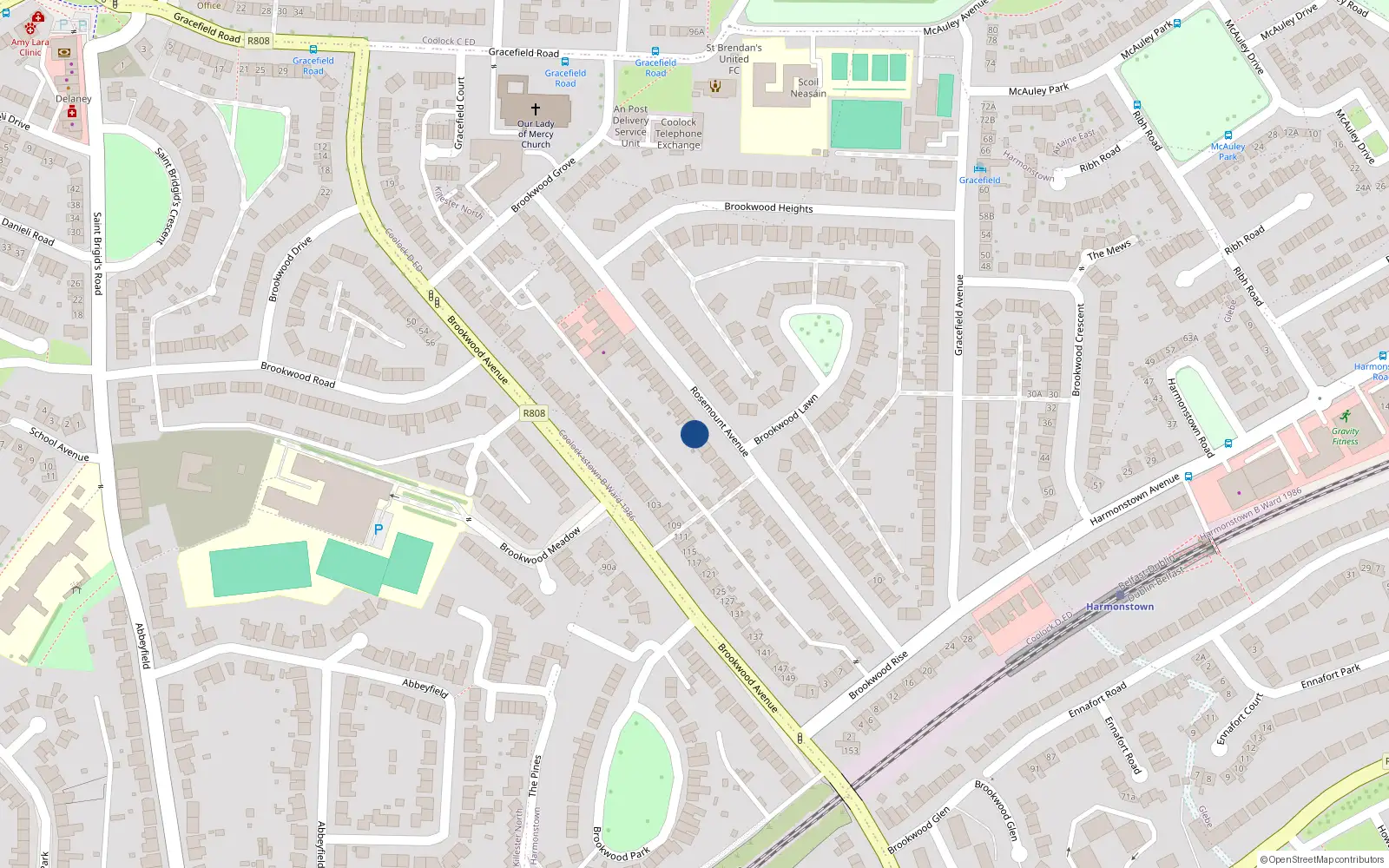 Overhead map showing the location of 59 Rosemount Avenue, Dublin 5