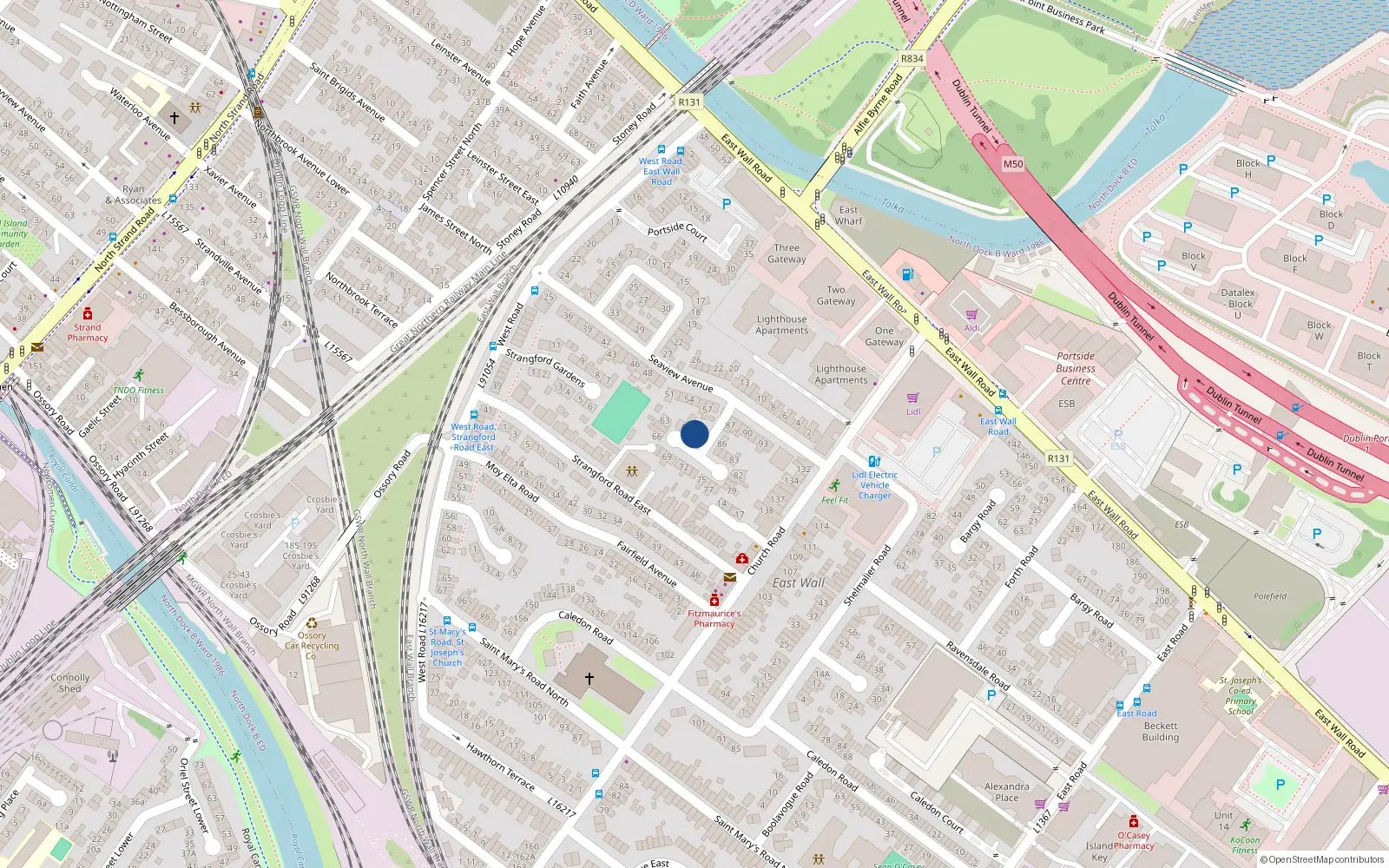 Overhead map showing the location of 59 Seaview Avenue East, Dublin 3