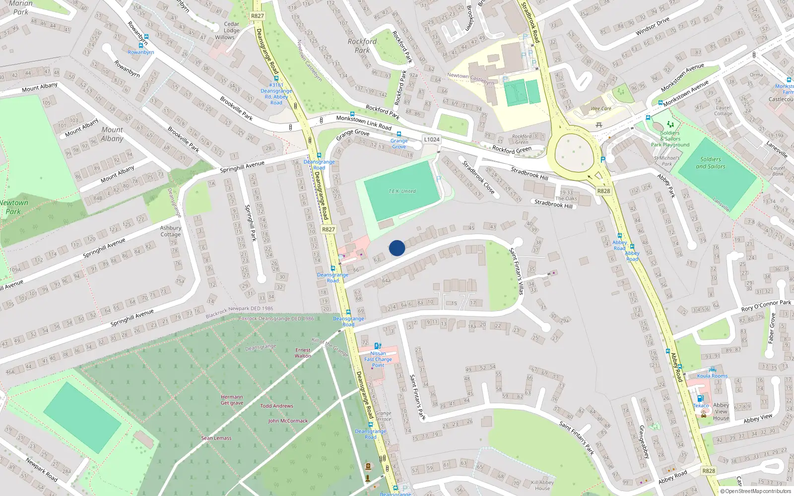 Overhead map showing the location of 59 Saint Fintan's Villas, Blackrock