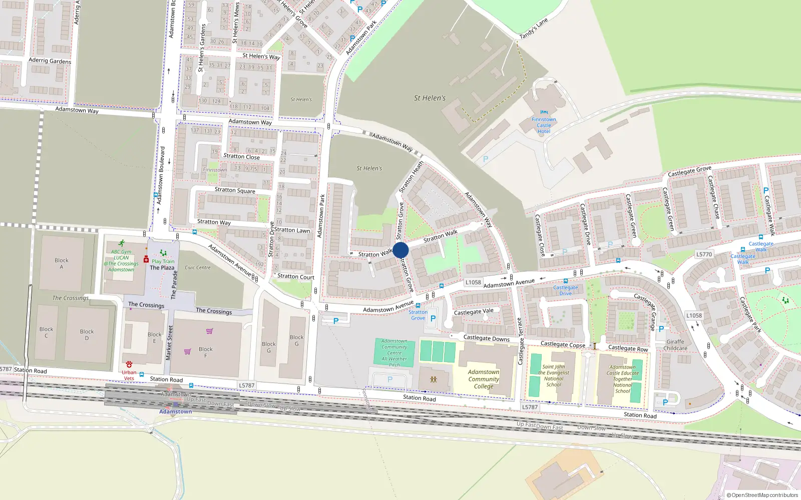 Overhead map showing the location of 59 Stratton Grove, Lucan