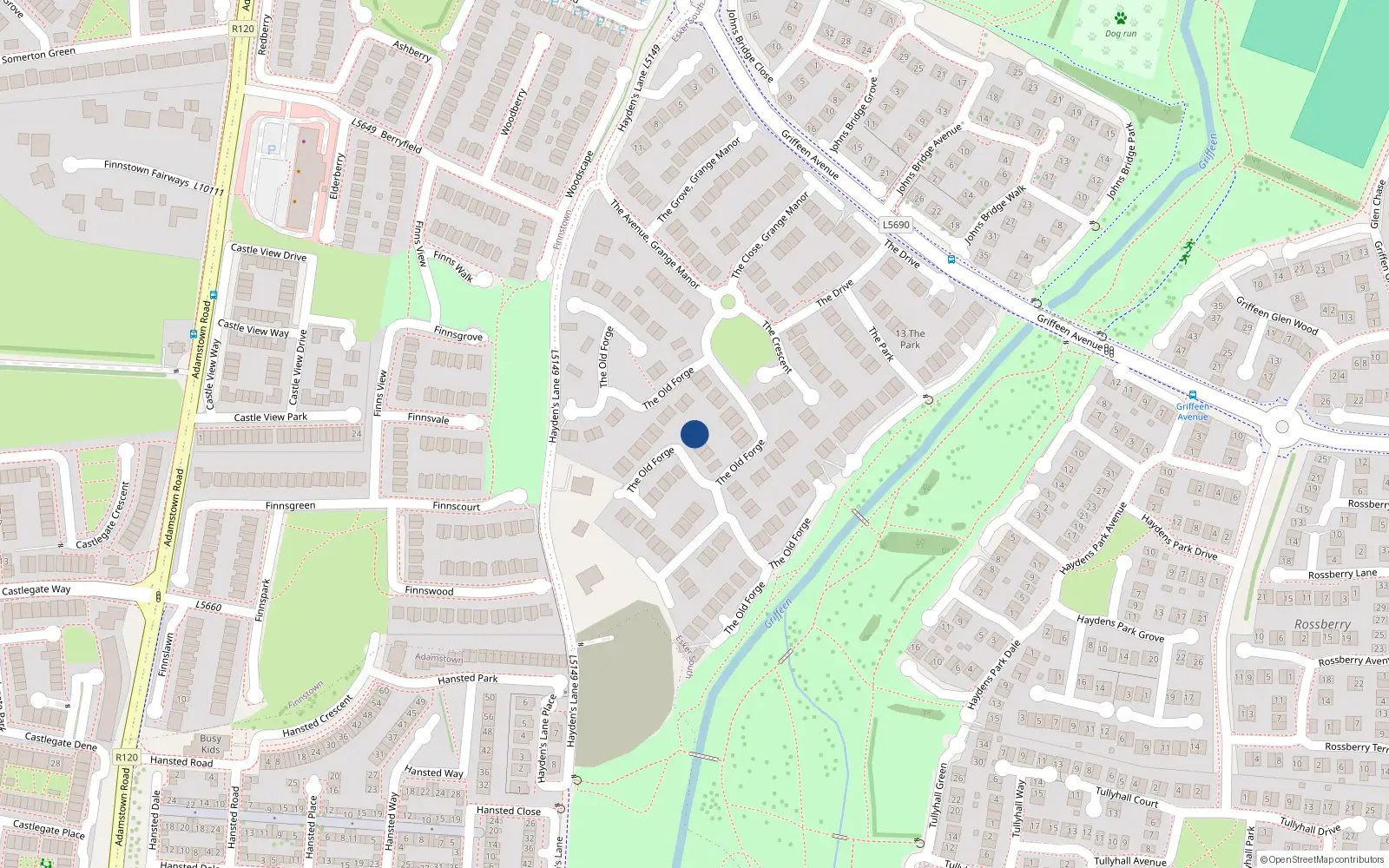 Overhead map showing the location of 59 The Old Forge, Lucan
