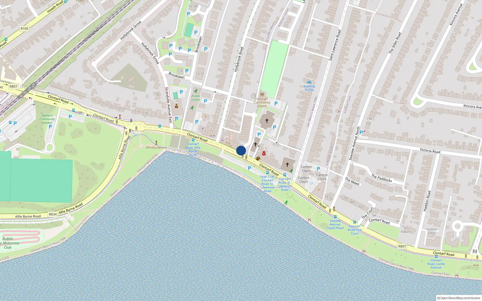 Overhead map showing the location of Site 4, 60 Clontarf Road, Dublin 3