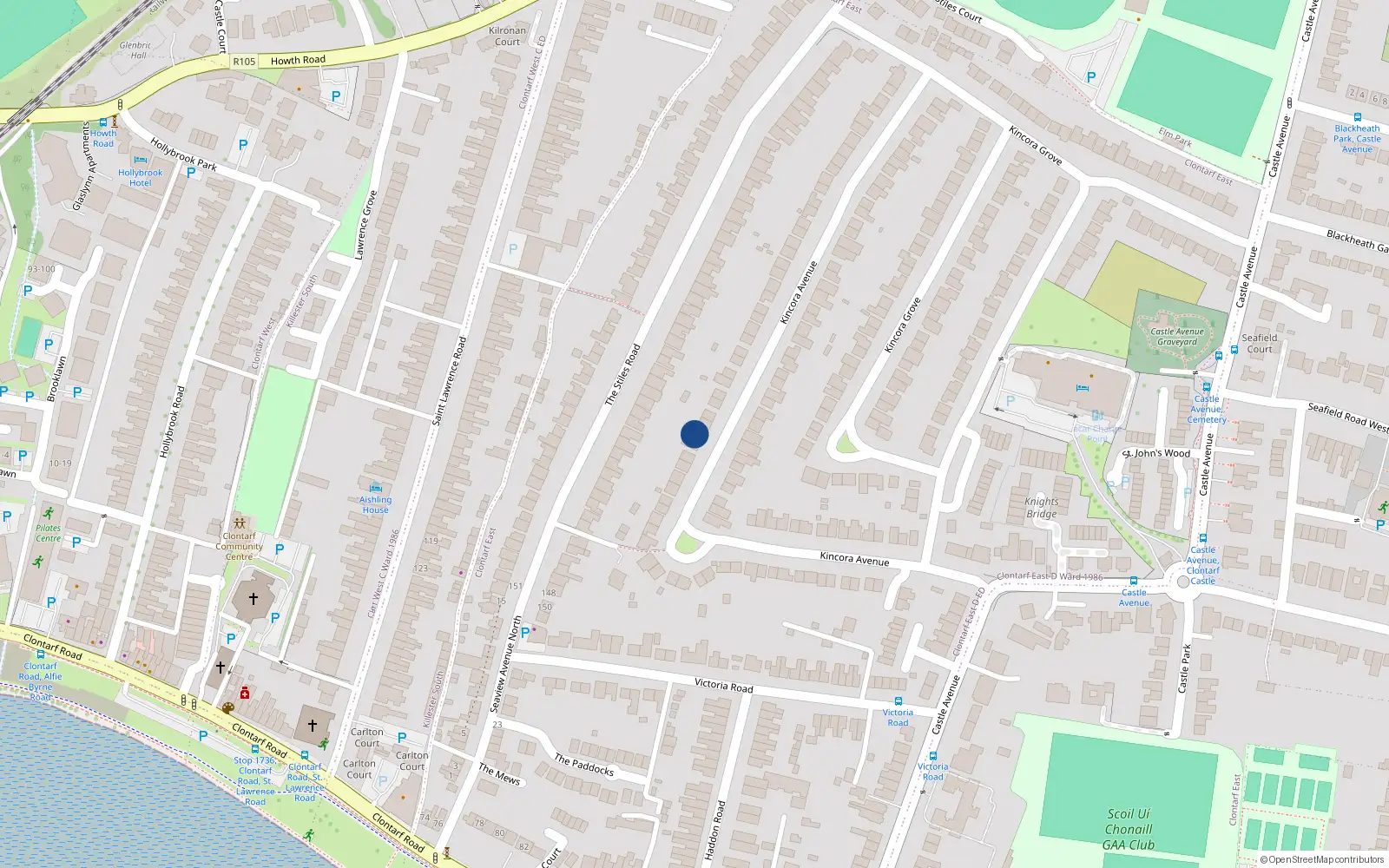 Overhead map showing the location of 59 Kincora Avenue, Dublin 3