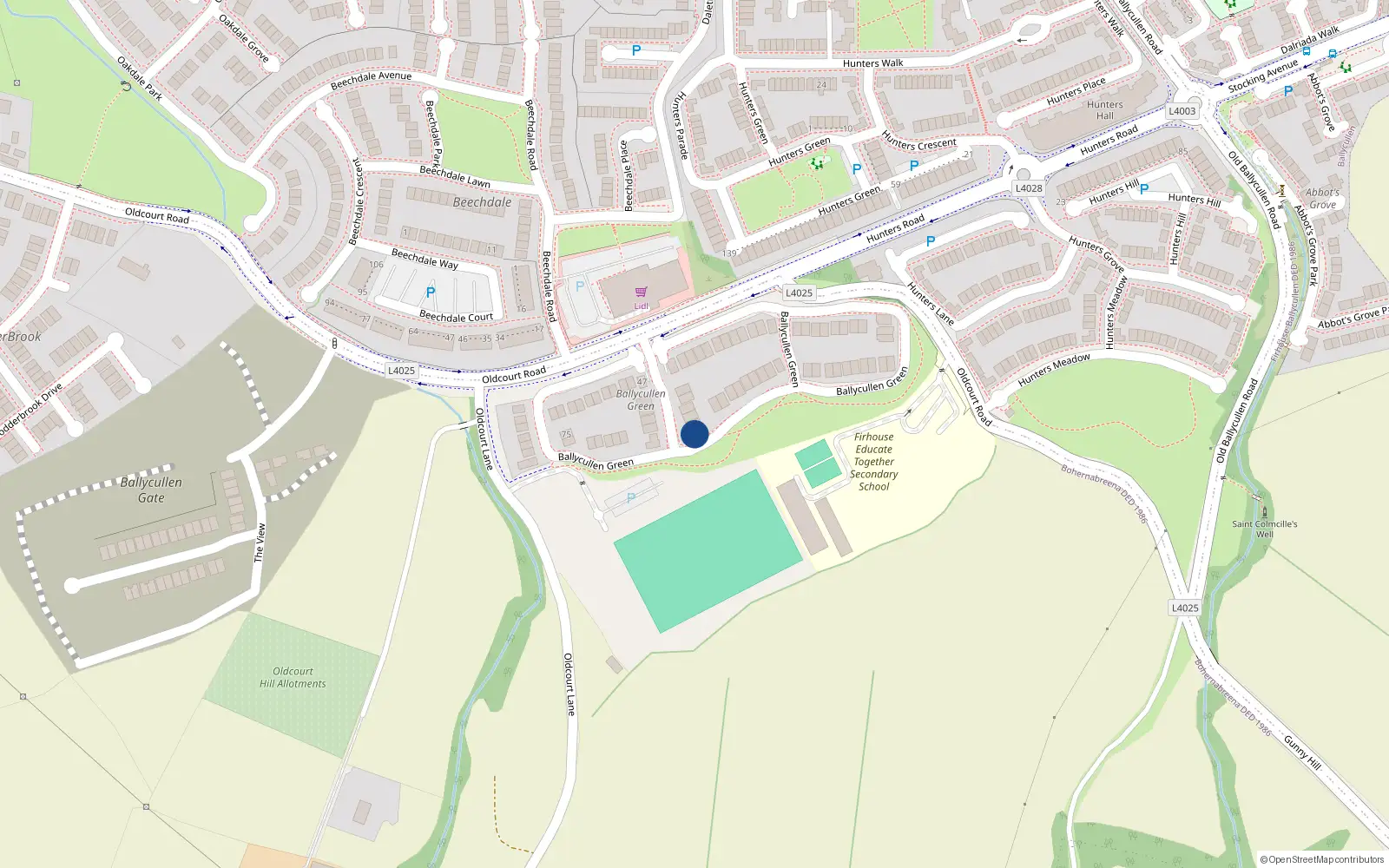 Overhead map showing the location of 5A Ballycullen Green, Dublin 24