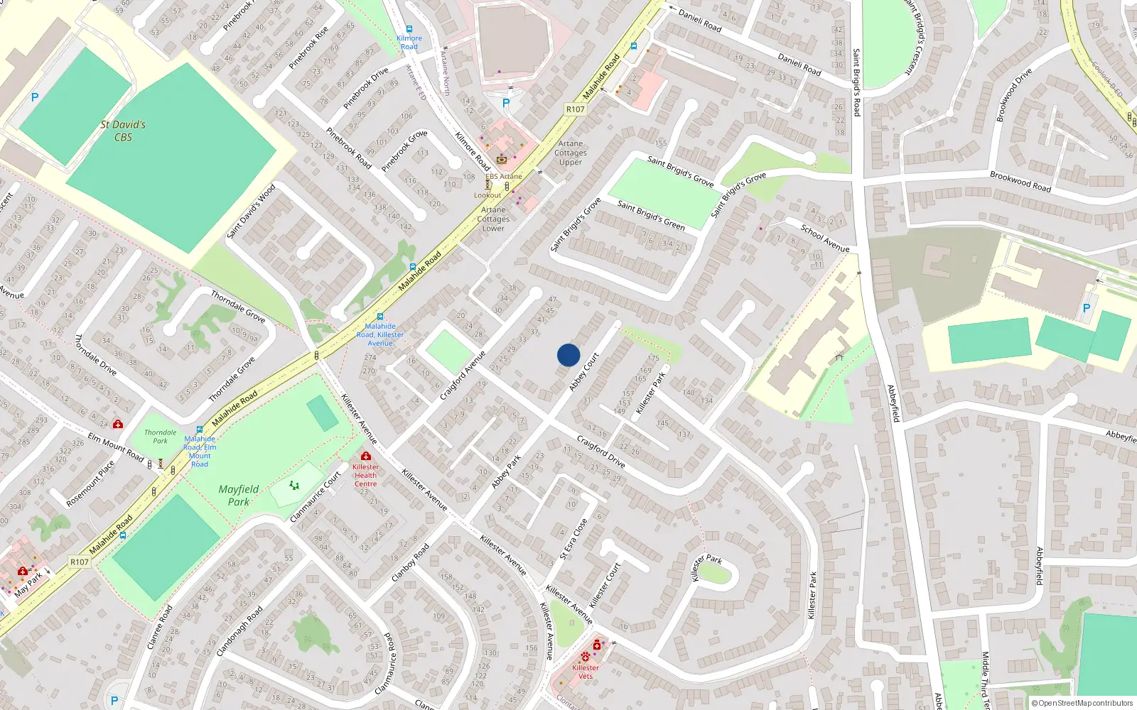 Overhead map showing the location of 6 Abbey Court, Dublin 5