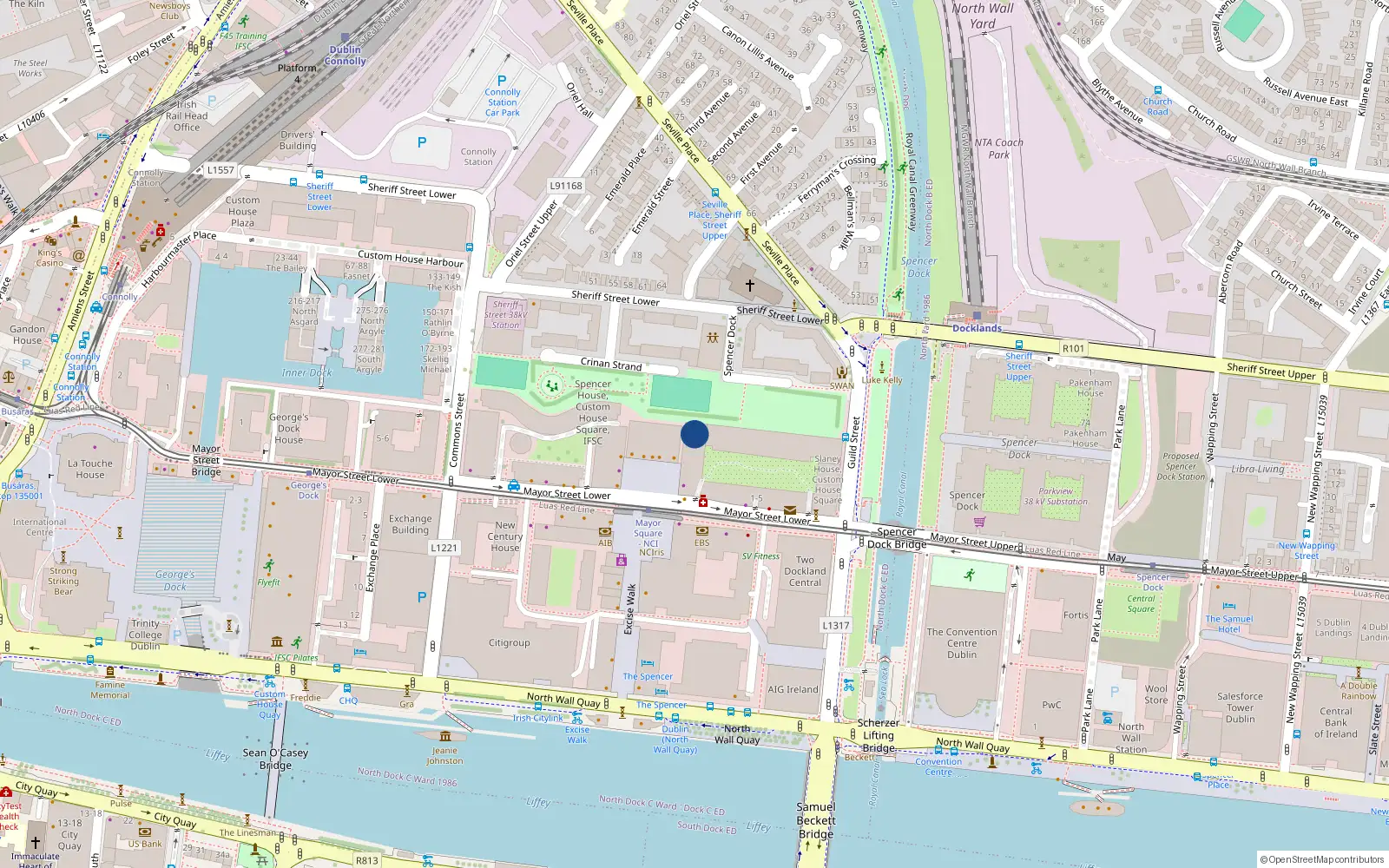 Overhead map showing the location of 6 Achill House, Custom House Square, Ifsc Dublin 1