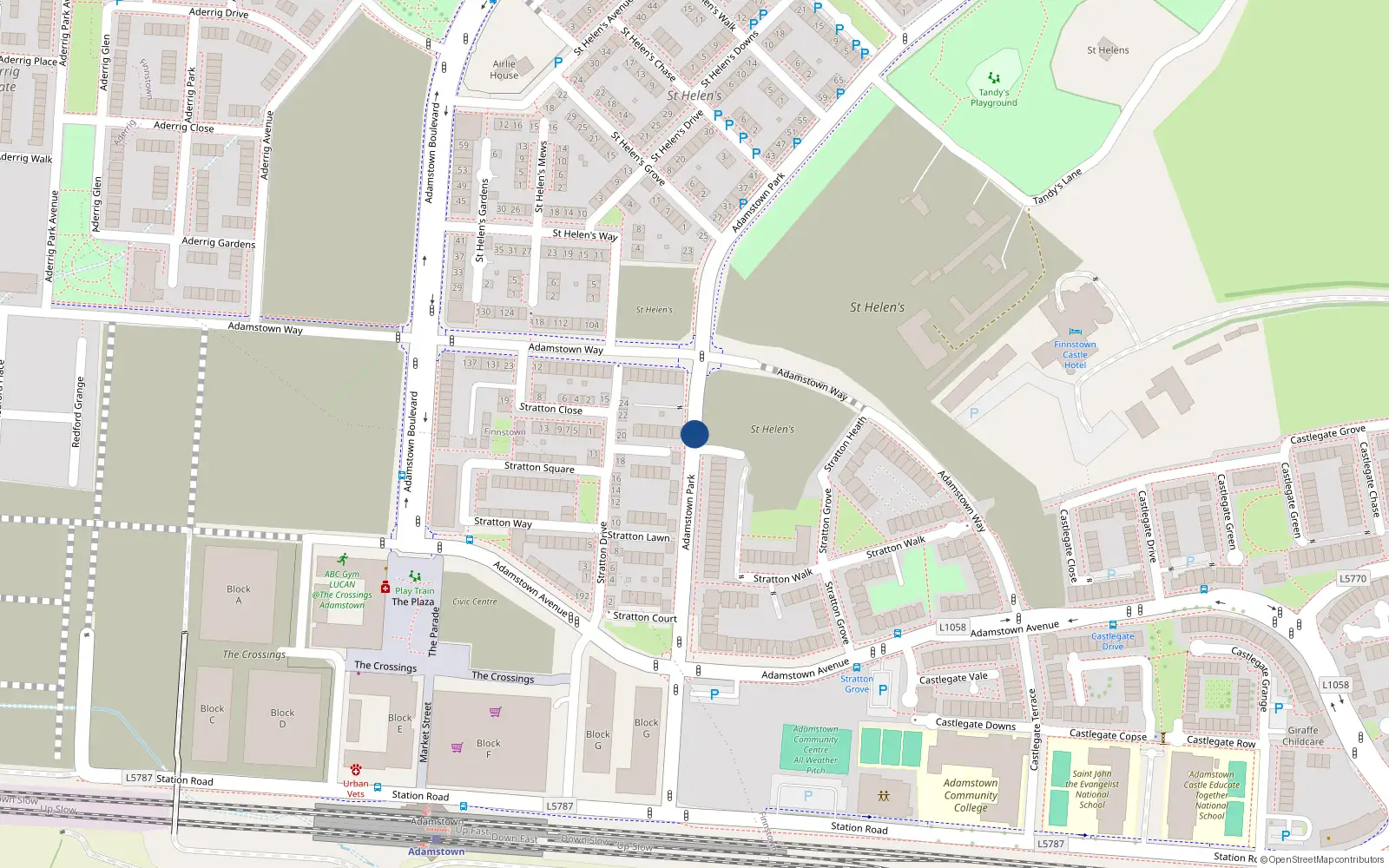 Overhead map showing the location of 6 Adamstown Park, Lucan