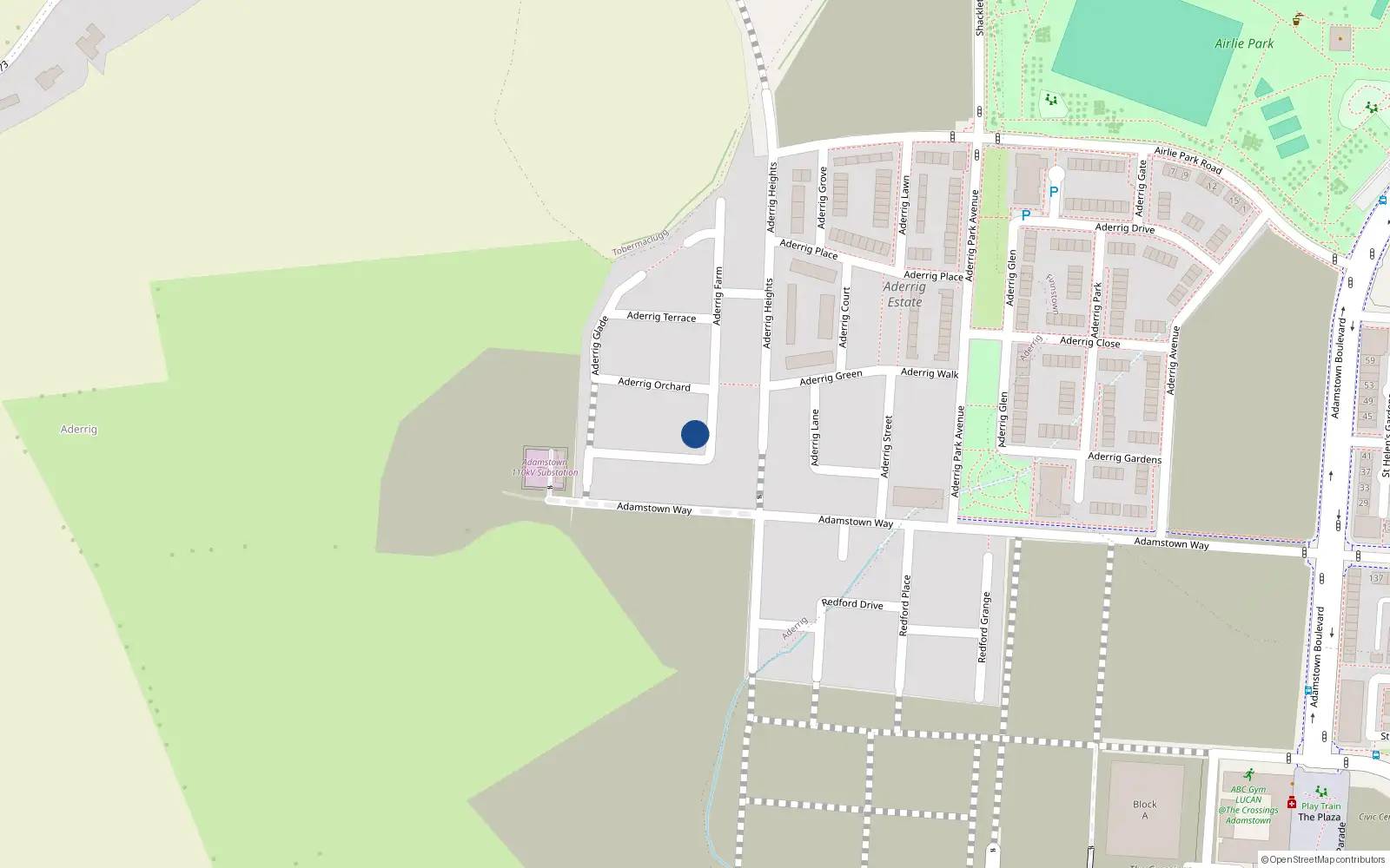 Overhead map showing the location of 6 Aderrig Farm, Lucan