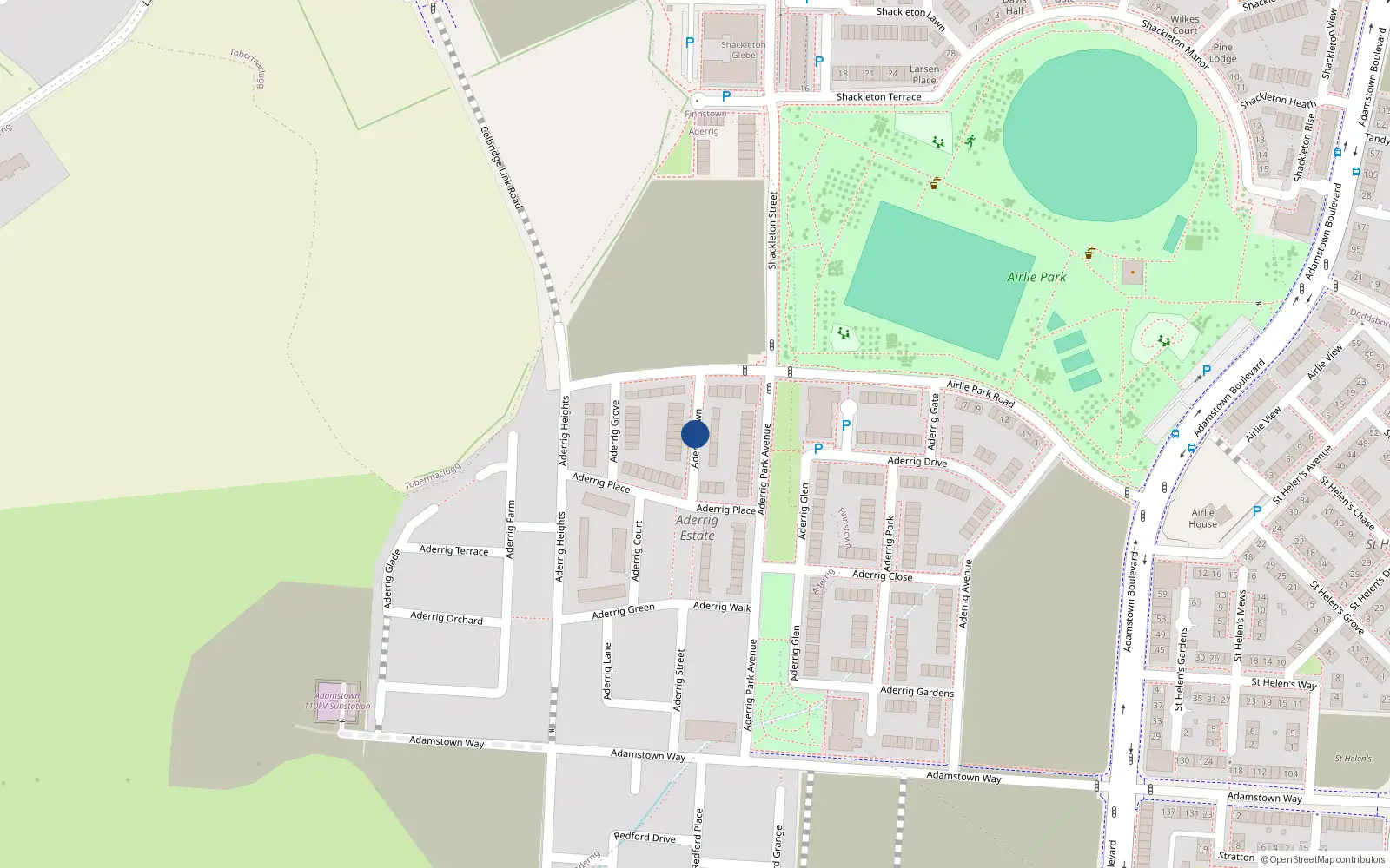 Overhead map showing the location of 6 Aderrig Lawn, Lucan