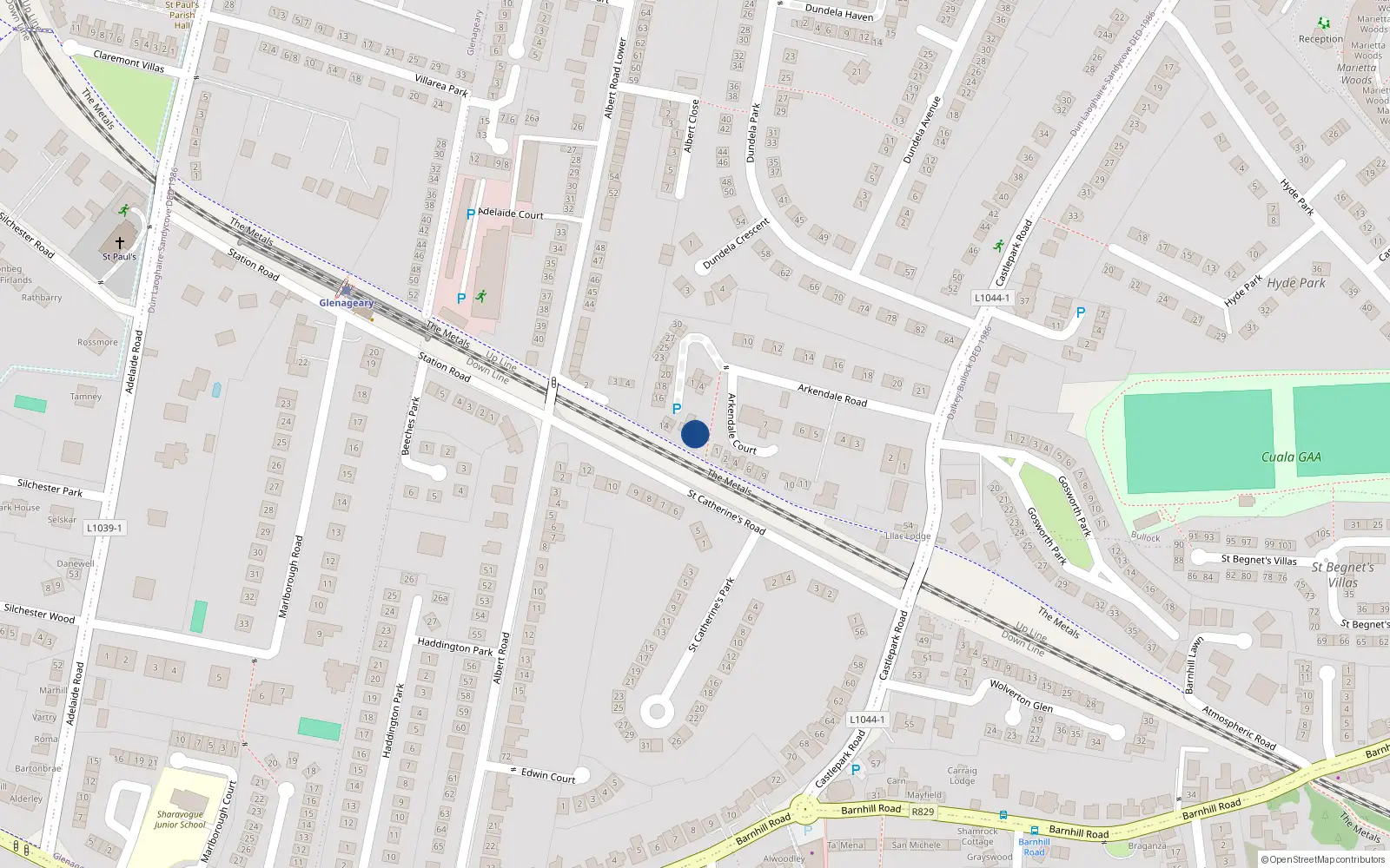 Overhead map showing the location of 6 Arkendale Woods, Dublin