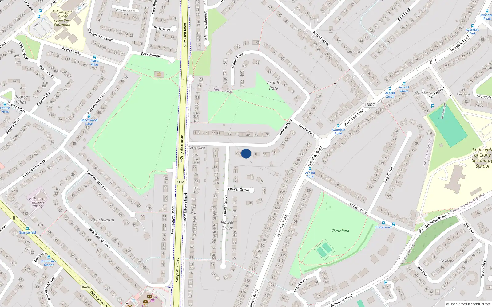 Overhead map showing the location of 6 Arnold Park, Co Dublin