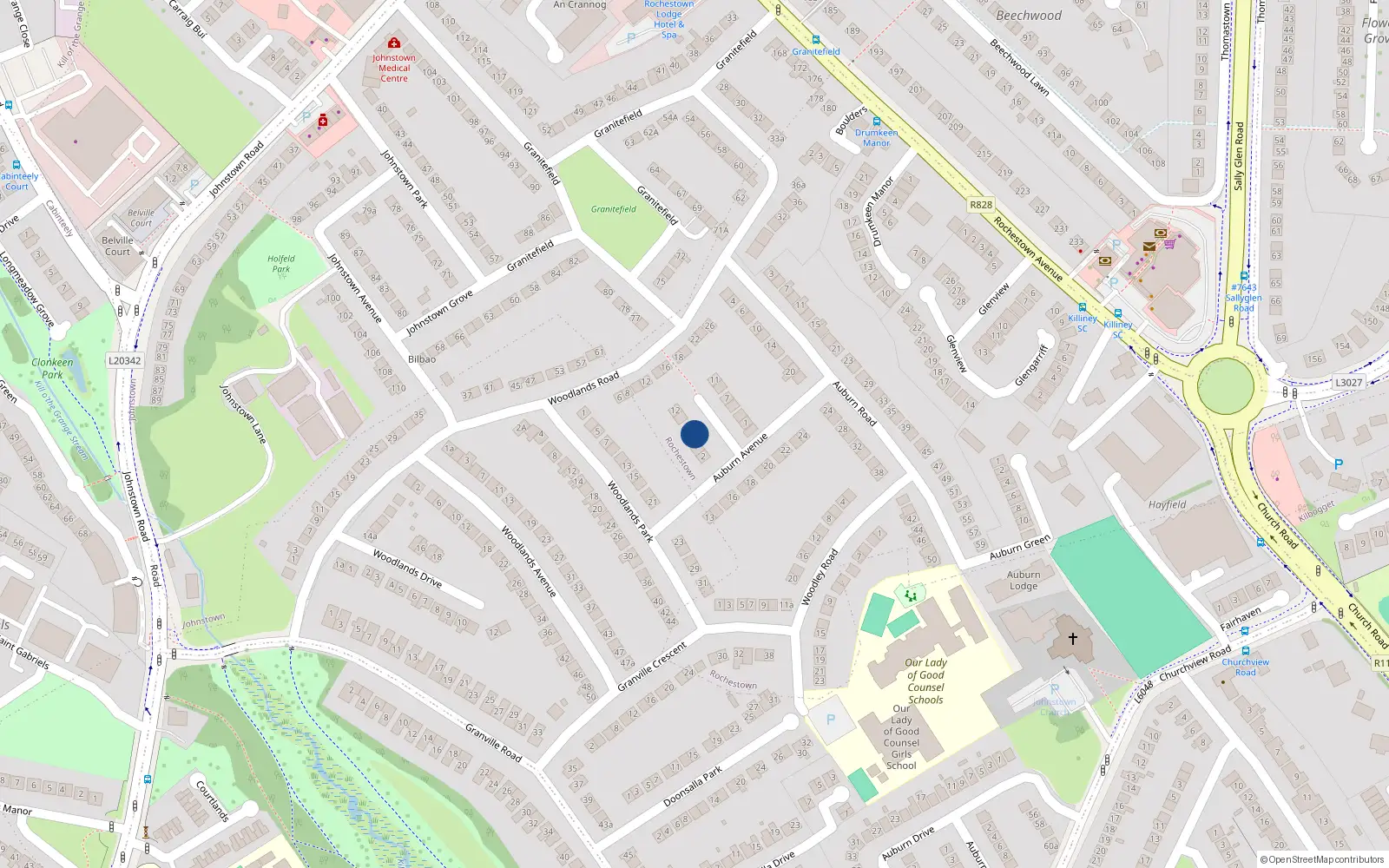 Overhead map showing the location of 6 Auburn Avenue, Dublin