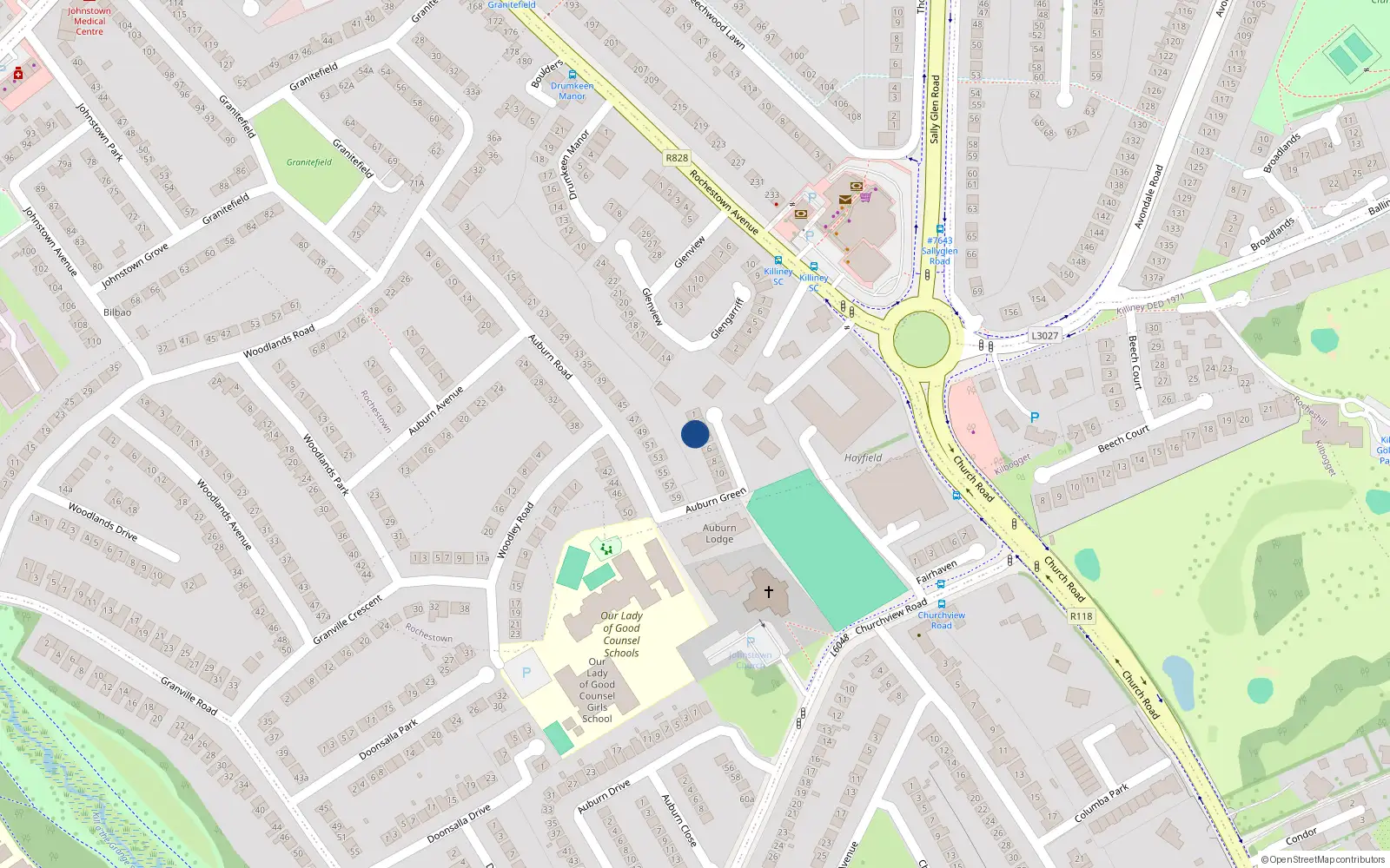 Overhead map showing the location of 6 Auburn Green, Dun Laoghaire
