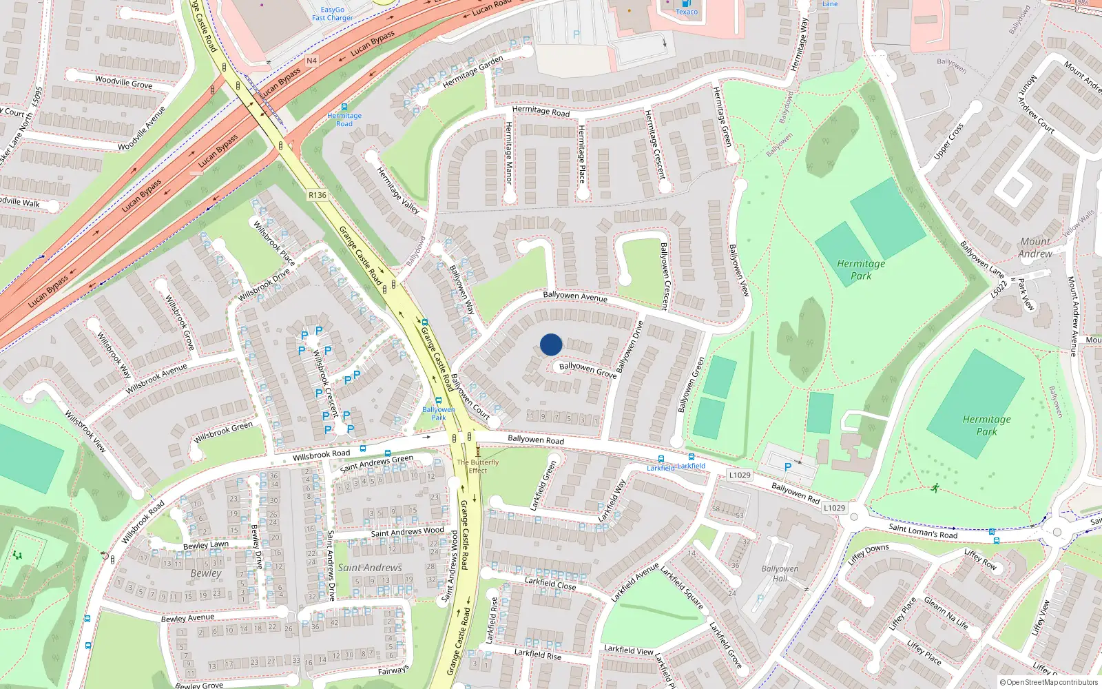Overhead map showing the location of 6 Ballyowen Grove, Lucan