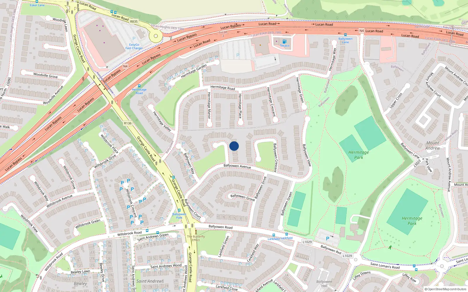 Overhead map showing the location of 6 Ballyowen Lawn, Lucan